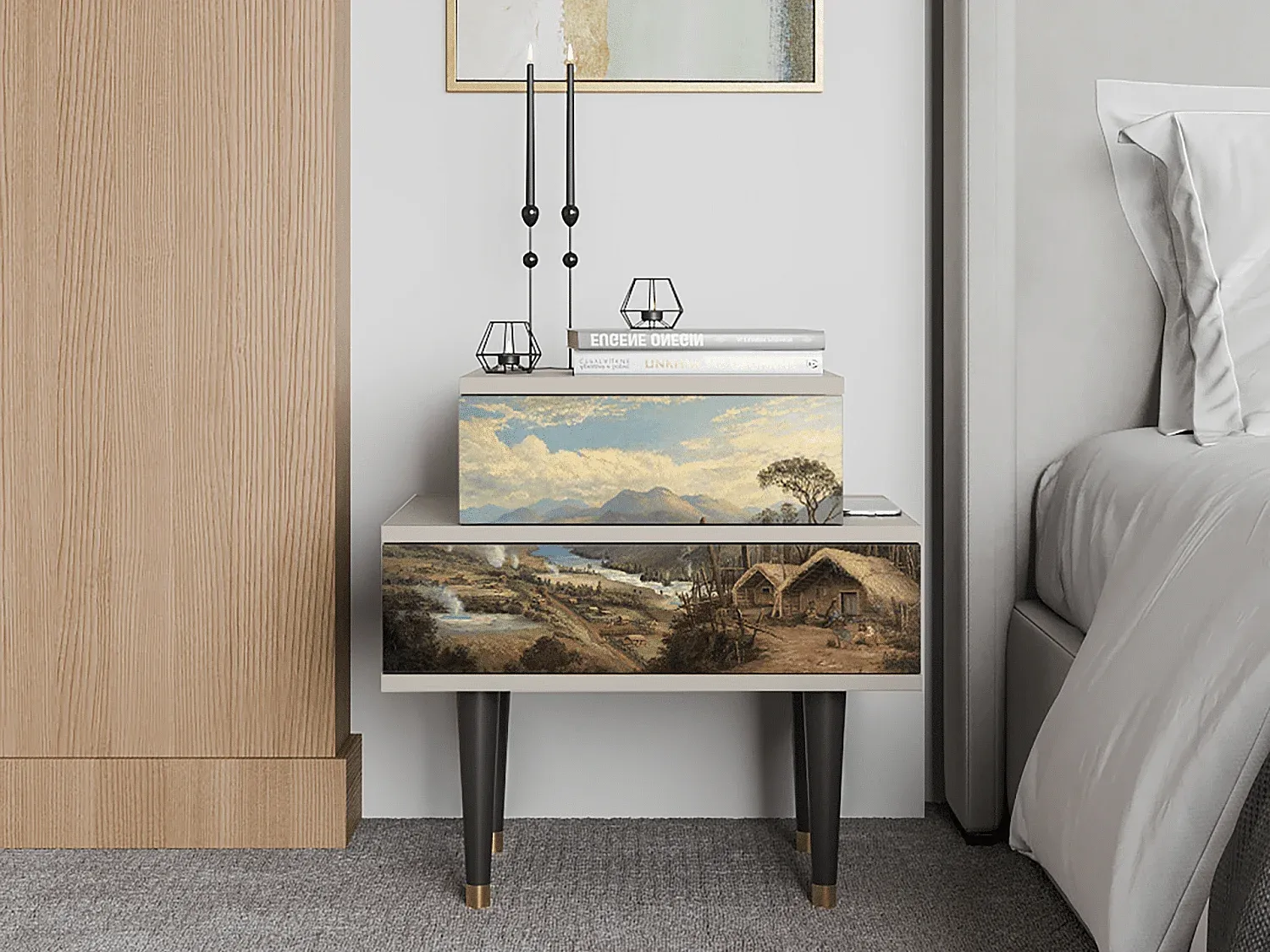 Moderner Beistelltisch in Beige - 58x58x41 cm-Livavine
