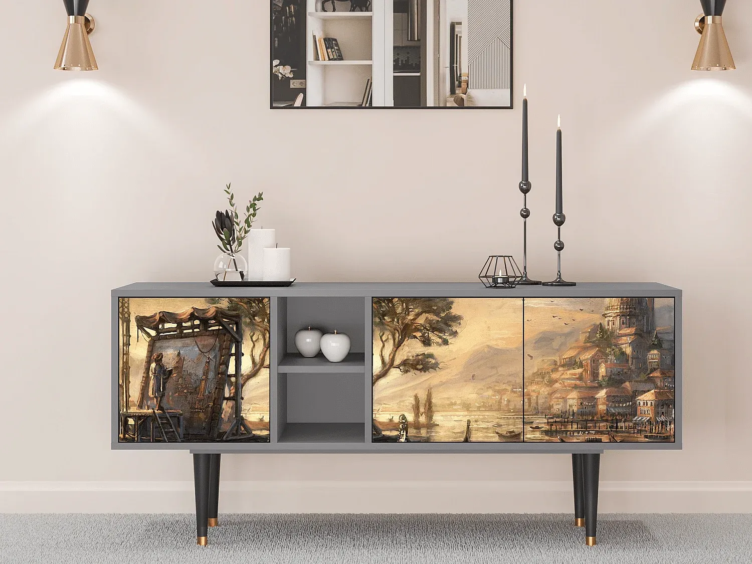 Modernes TV-Möbel - Elegantes Design - Grau-Livavine