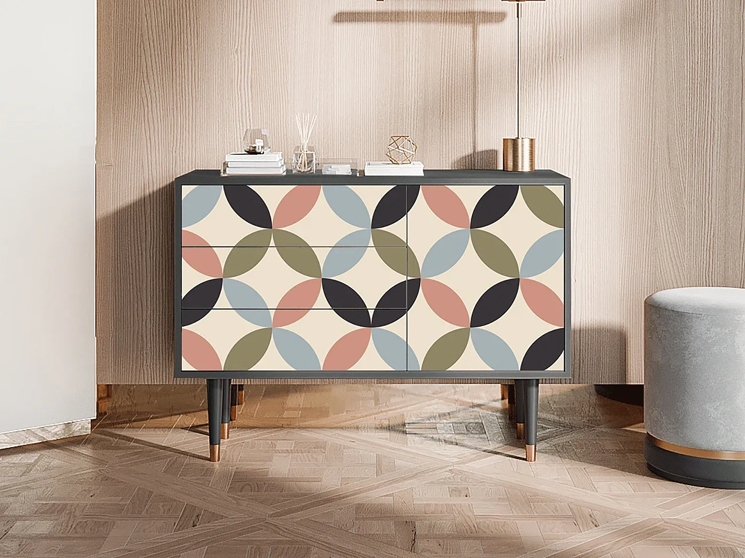 Moderne Anrichte mit Schmetterlingseffekt, Anthrazit 115x84x41 cm-Livavine