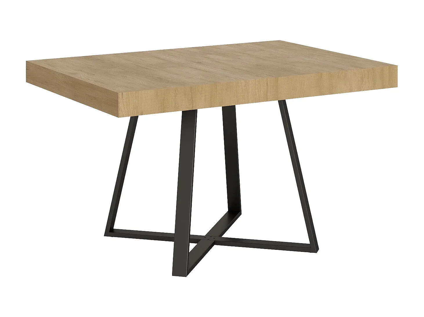 Großer Ausziehtisch in Eiche mit Eisenrahmen, 90x130/390 cm-Livavine