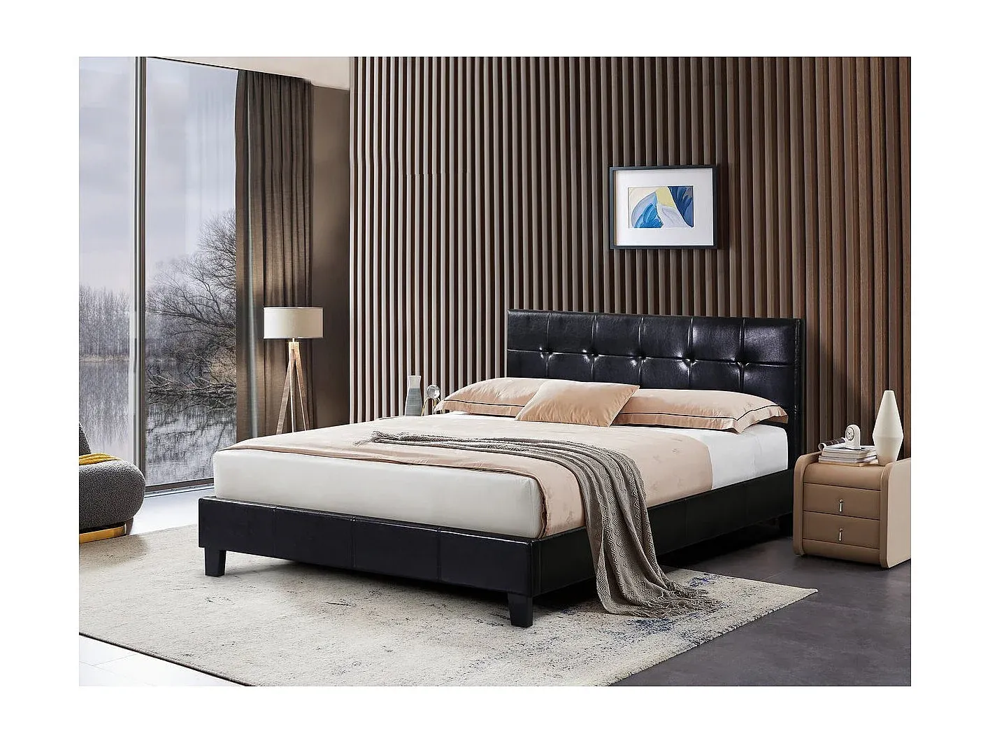 Metallbett in Schwarz - 140 x 190 cm-Livavine
