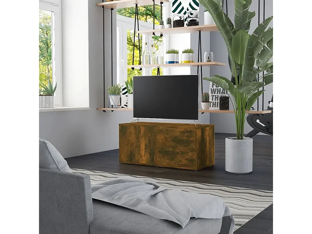 Moderner Fernsehtisch in Räuchereiche 80x34x36 cm-Livavine