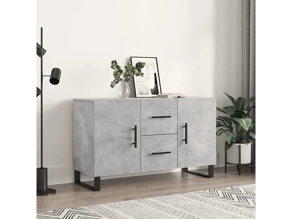 Moderner Lowboard in Betongrau mit Stauraum-Livavine