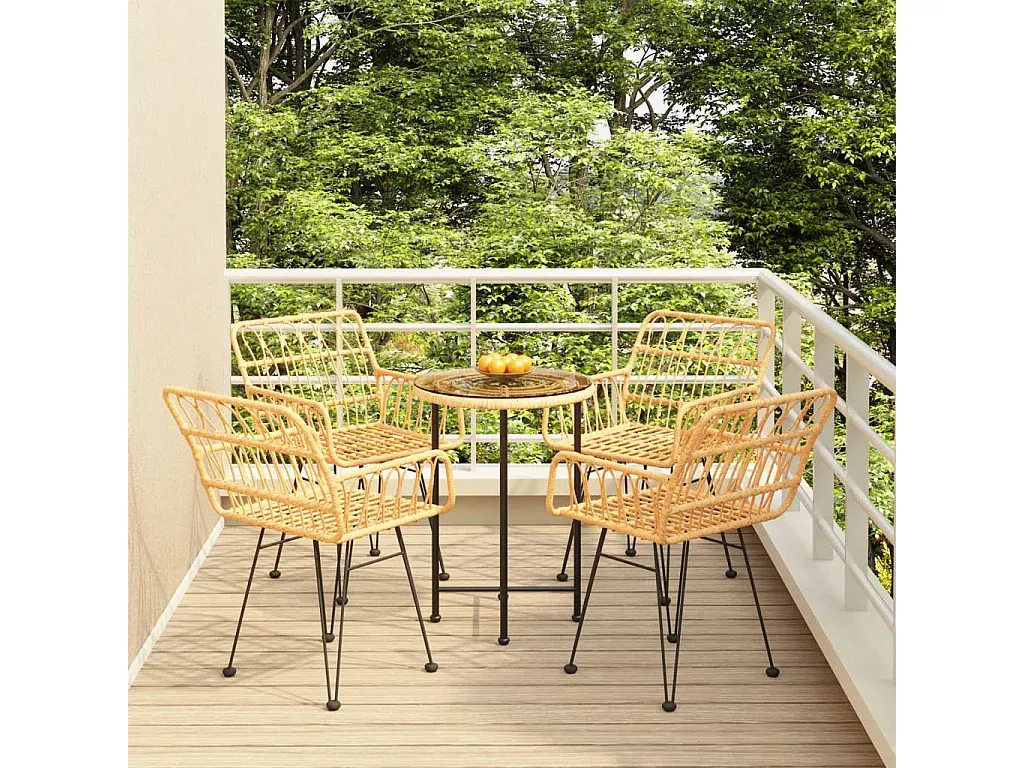 Moderne 5-teilige Garten-Essgruppe aus Poly Rattan-Livavine