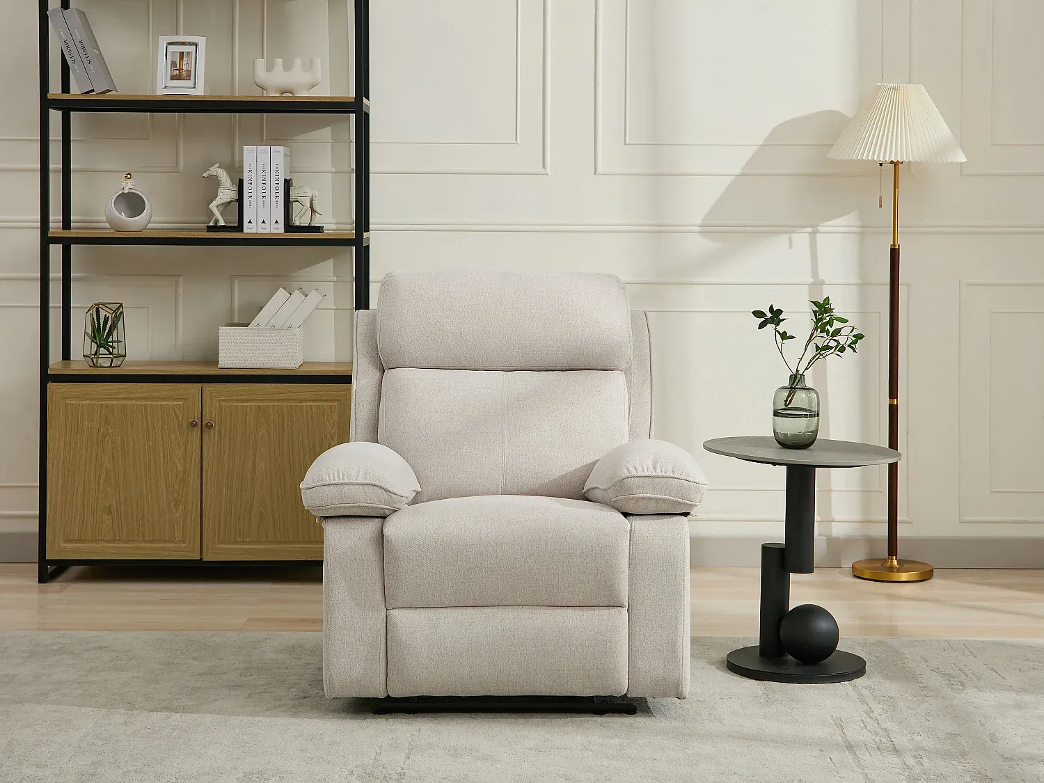 Bequemer Relaxsessel im melierten Stoff Beige-Livavine