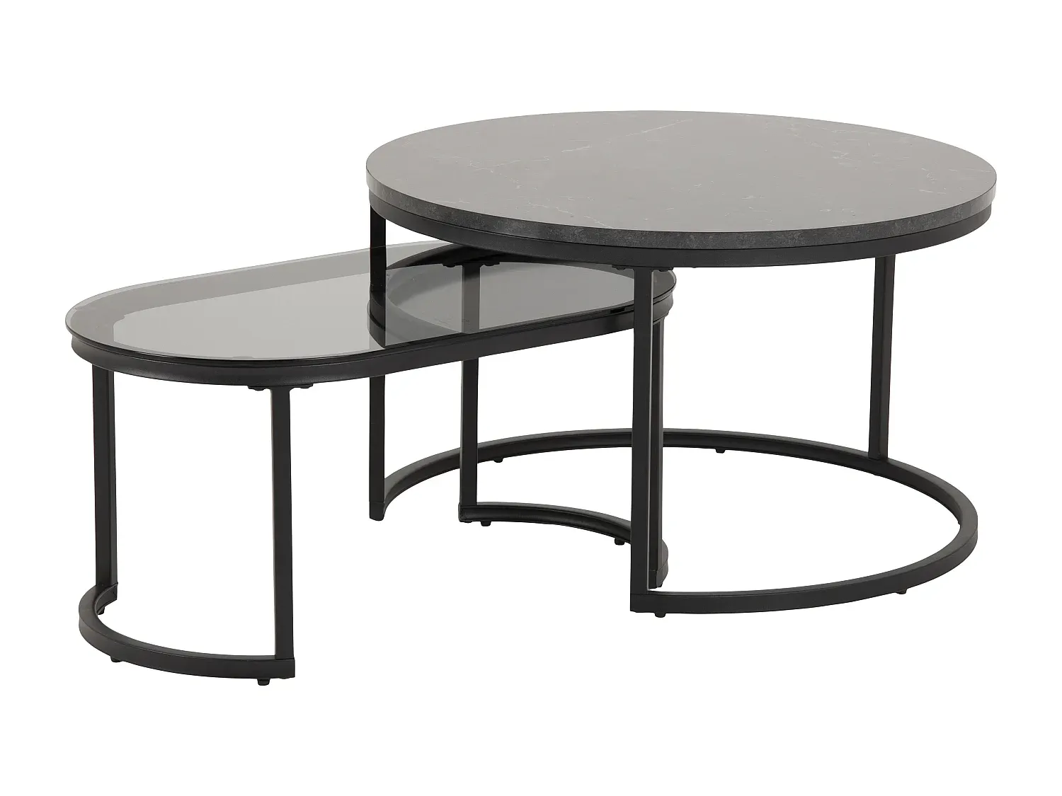 Moderner Couchtisch im Marmor-Design, 2-teilig-Livavine