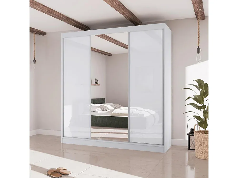 Großer Schwebetürenschrank mit weißem Finish-Livavine