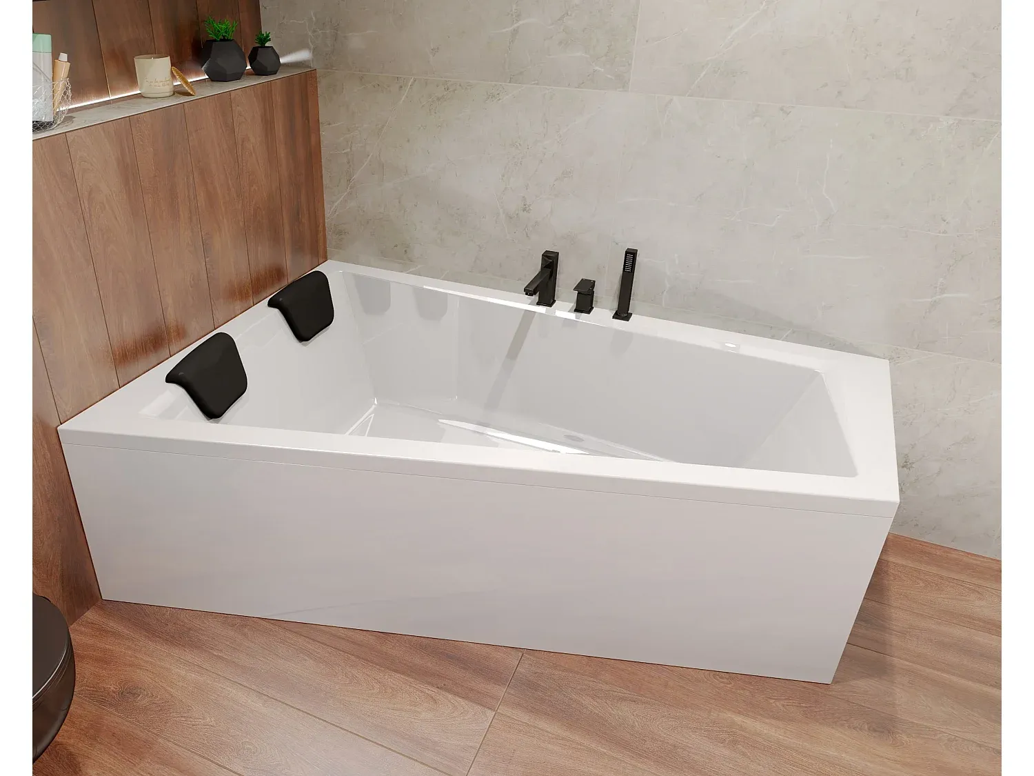 Eckbadewanne mit Kopfstützen und kostenlosem Zubehör-Livavine