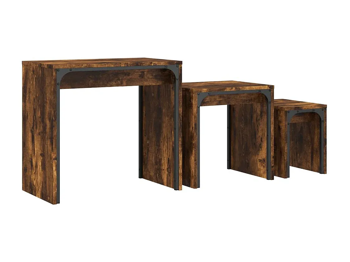 Dreiteiliges Satztisch-Set aus Räuchereiche-Livavine