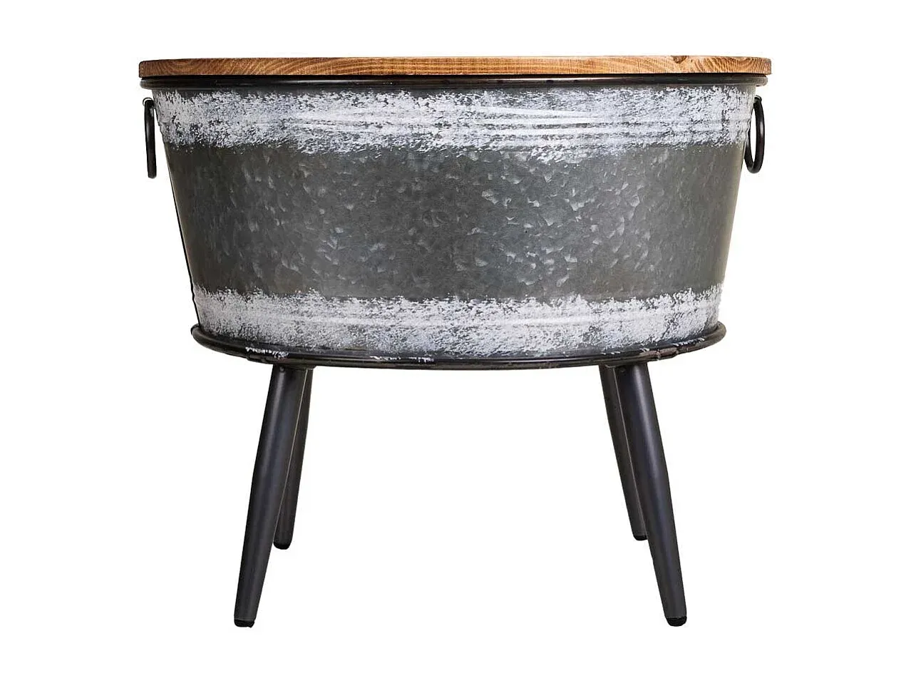 Moderner Truhentisch aus Metall und Holz, 60x51,5 cm-Livavine