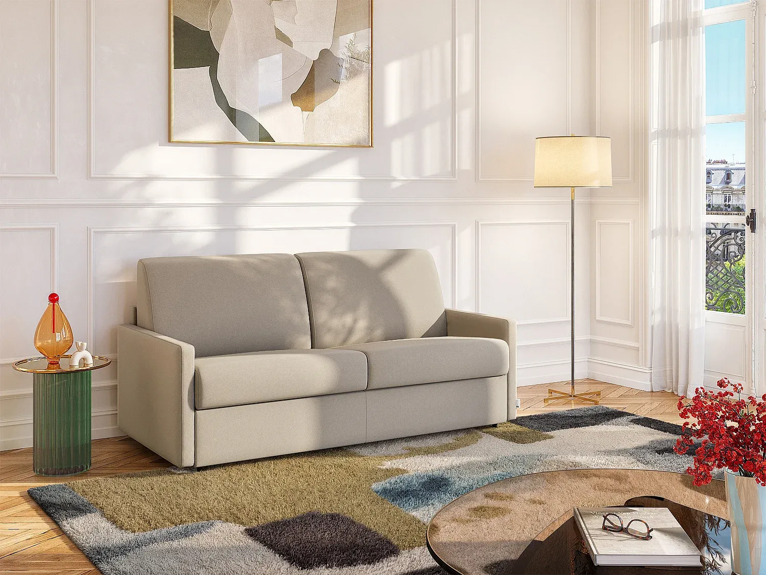 Bequemes Schlafsofa in Beige für modernes Wohnen-Livavine