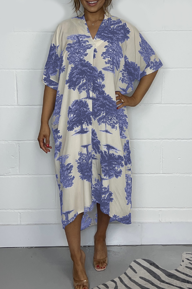 Tree Printed Oversize Midi Dress