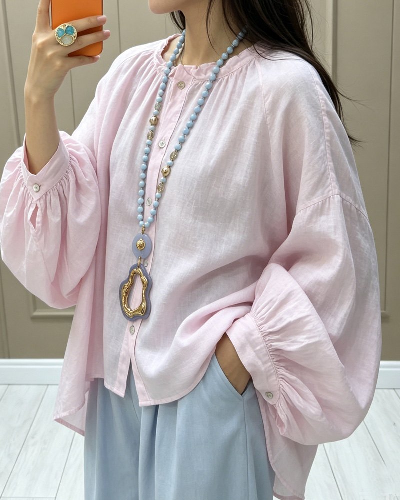 Women's Spring and Summer Comfortable Linen Button-Down Irregular Shirt