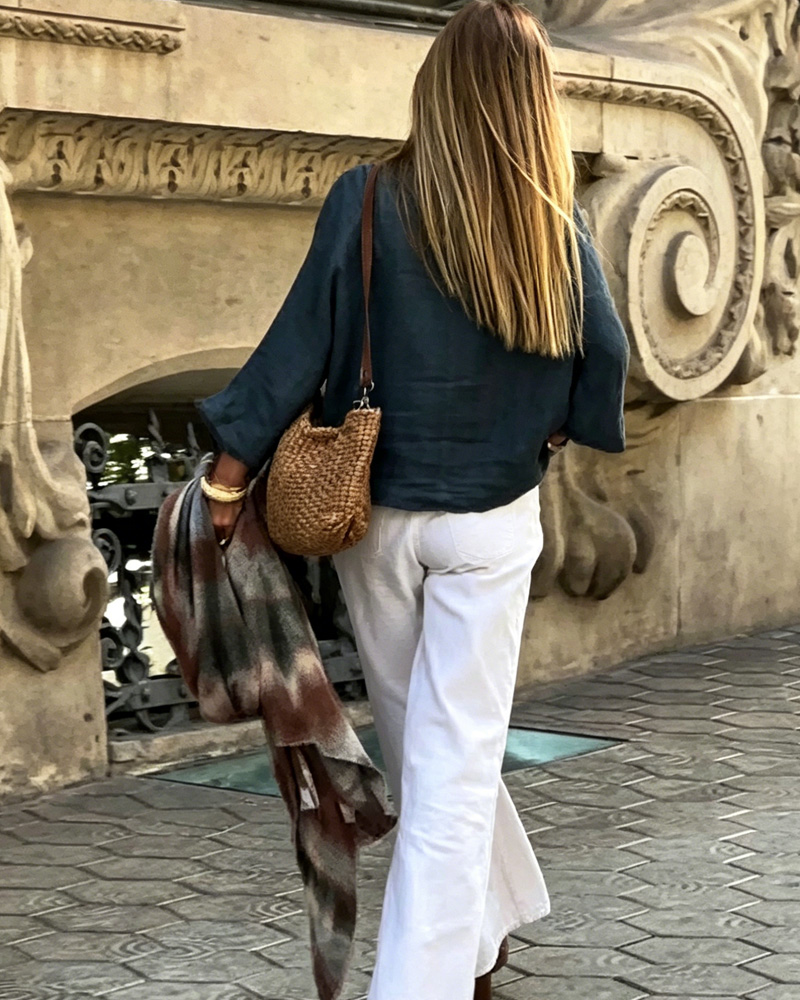 Casual Linen Solid Color Button-Down Collarless Shirt