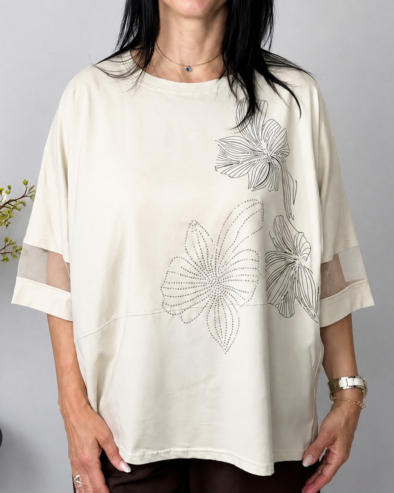 Women's Sequin Pattern Short-Sleeve T-Shirt
