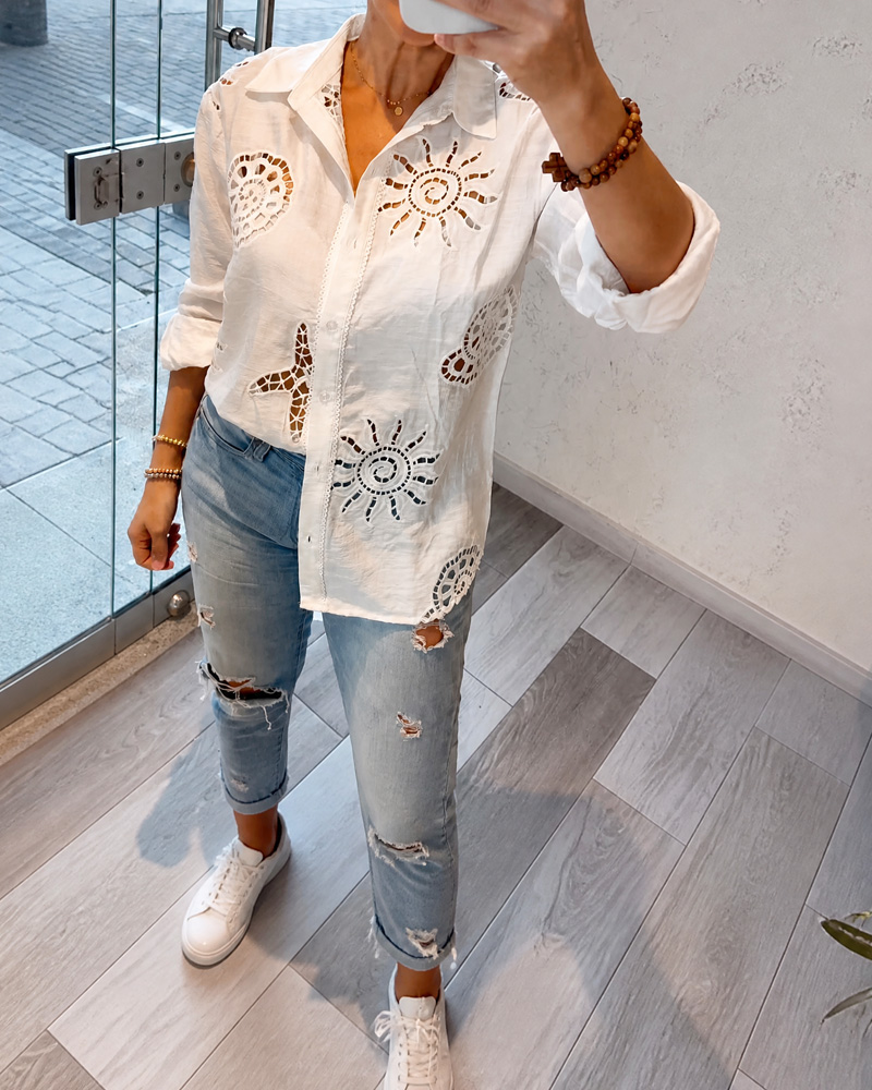 Women's Spring and Summer Fashion Hollow-Out Shirt