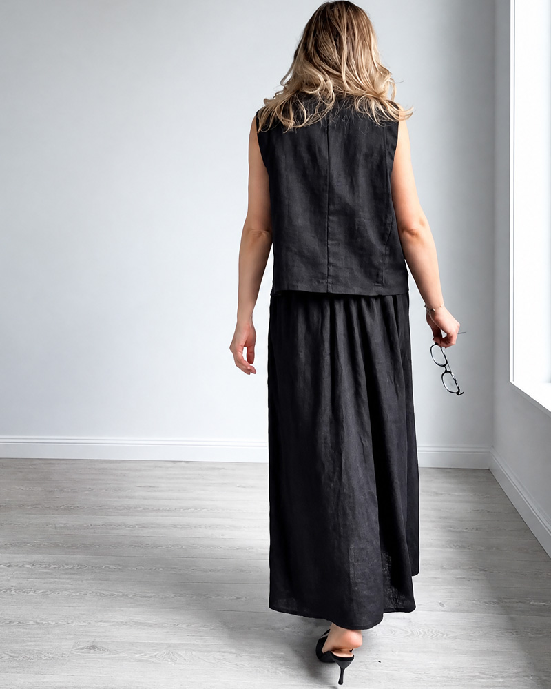 Women's Spring and Summer Fashion Linen Top and Pants Two-Piece Set