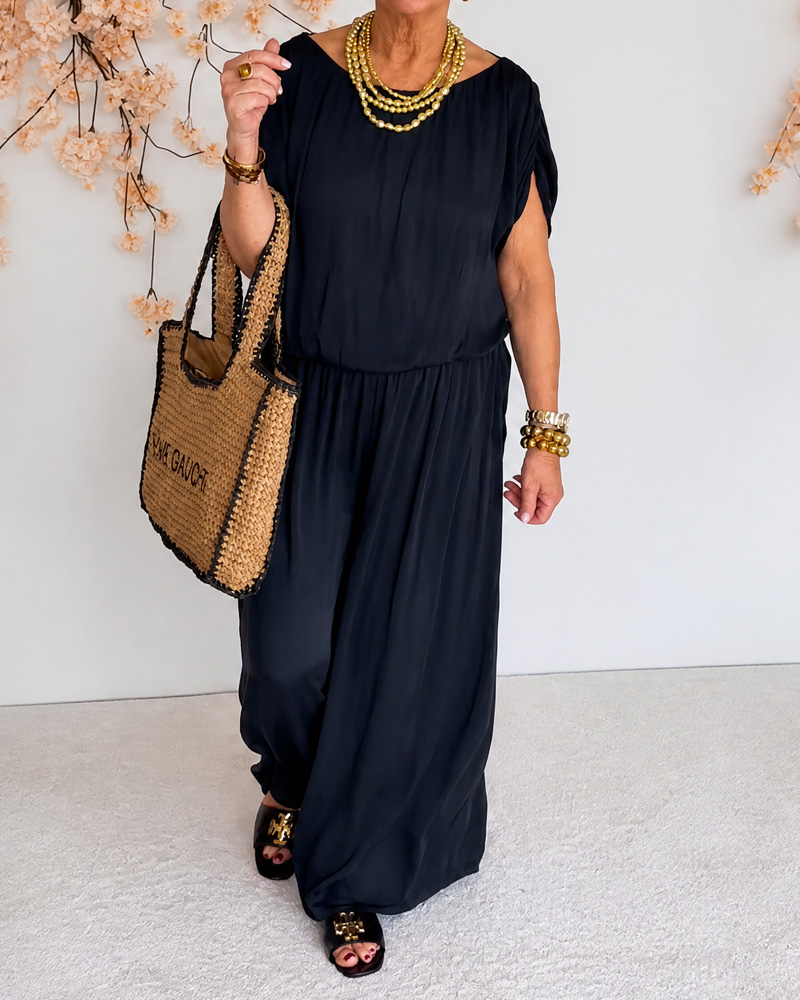 Women's Solid Color Loose Two-Piece Set