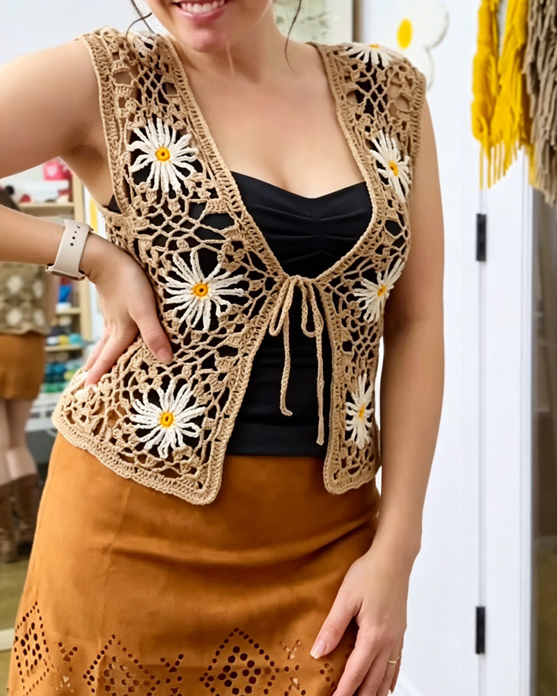 Women's Floral Pattern Knitted Cover-up
