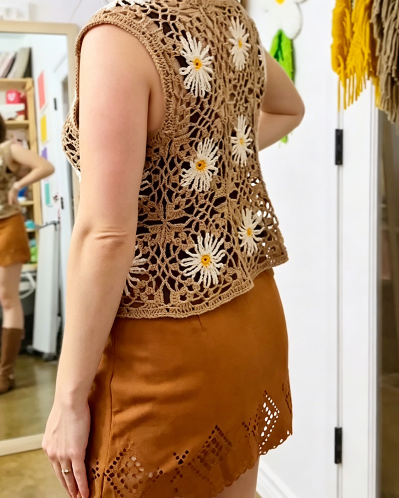 Women's Floral Pattern Knitted Cover-up
