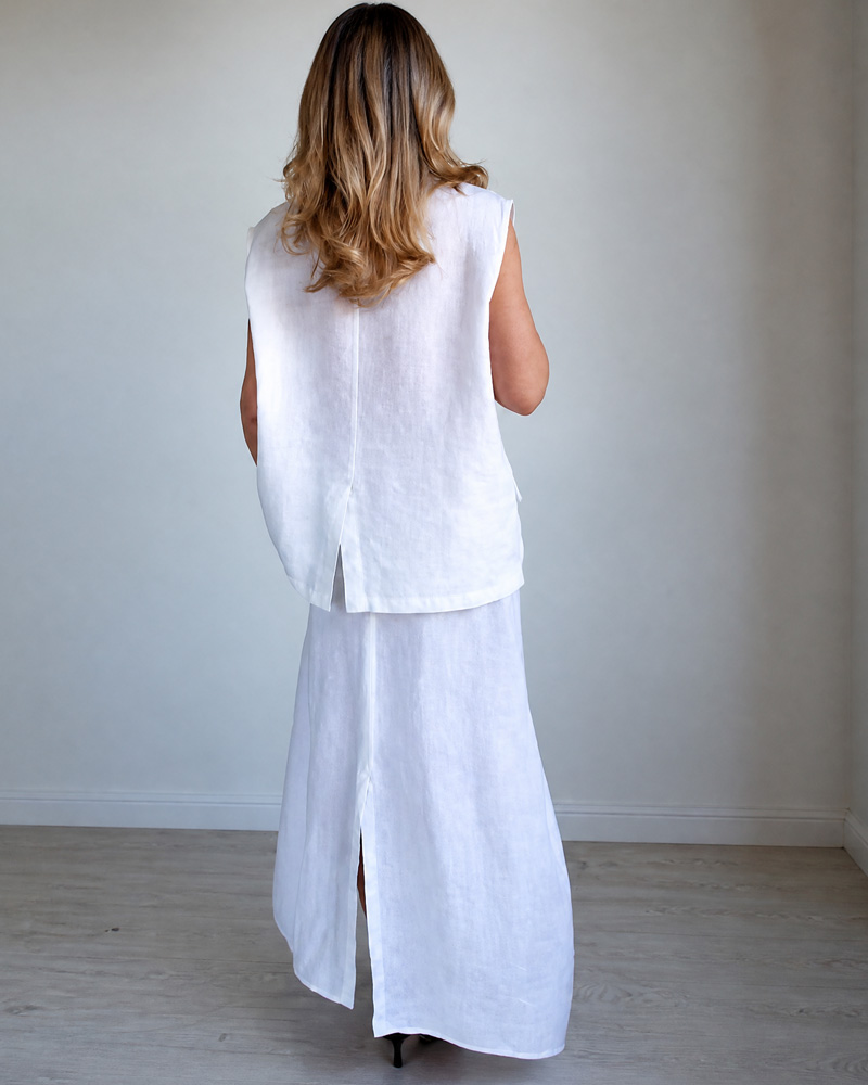 Women's Solid Color Sleeveless Top And Skirt Two-Piece Set