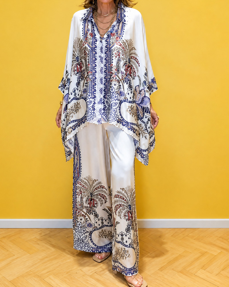 Women's Irregular Print Loose Two-Piece Set