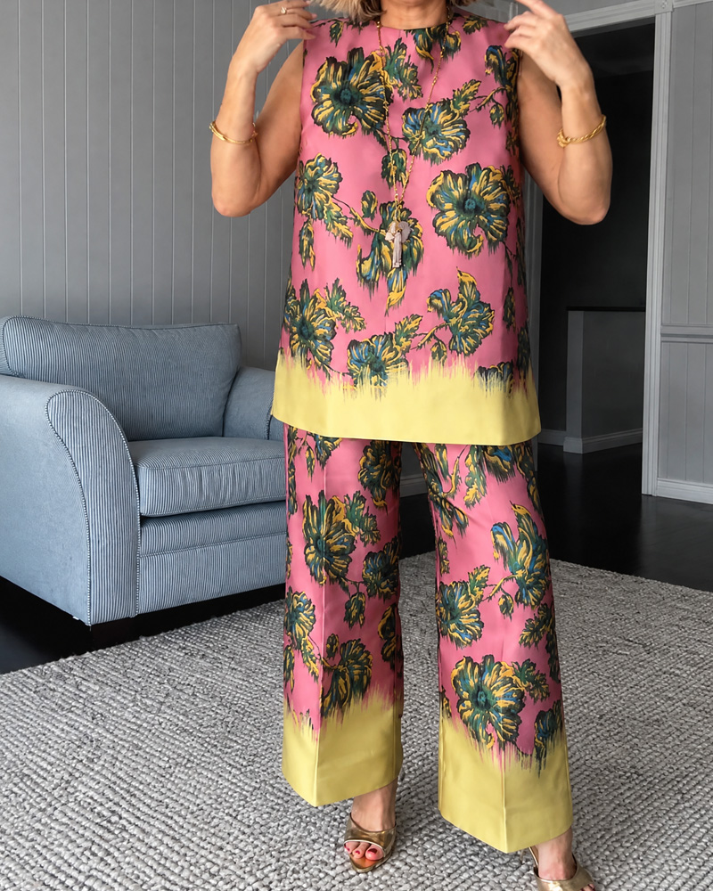 Women's Sleeveless Printed Two-Piece Set
