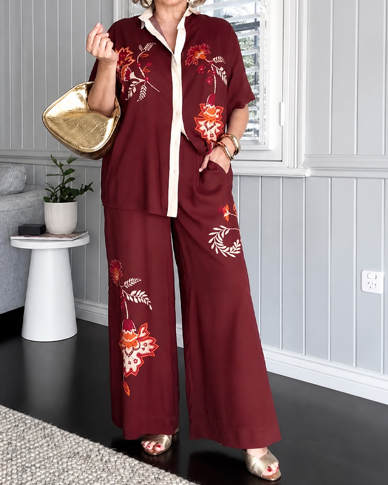 Women's Floral Pattern Two-Piece Set