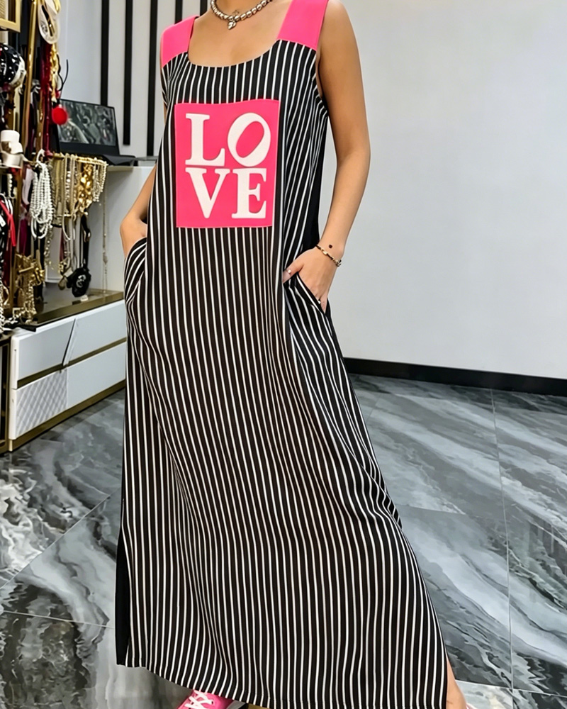 Women's Striped Letter Print Dress