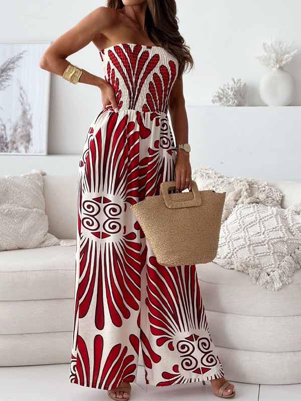 Women's Tube Top Sleeveless Printed Jumpsuit