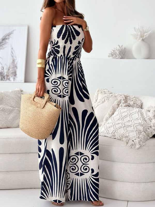 Women's Tube Top Sleeveless Printed Jumpsuit