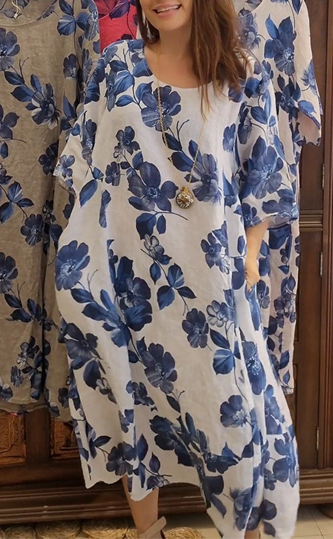 Round Neck Loose Printed Dress