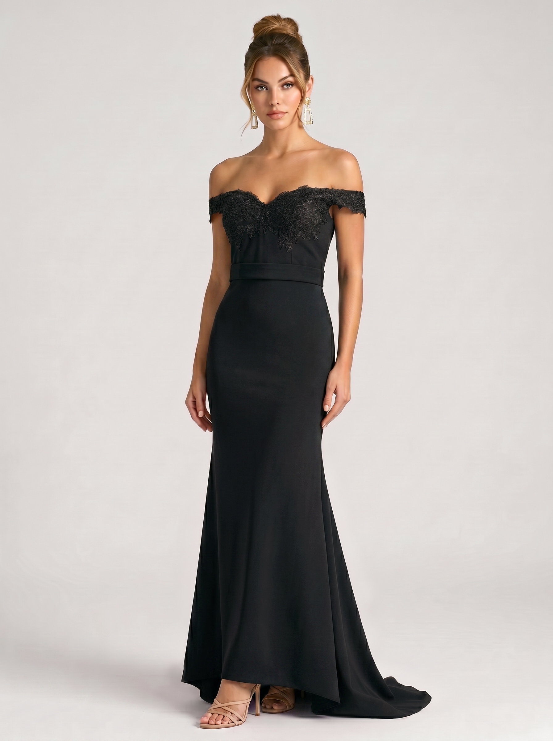 Elegant Off-the-Shoulder Lace Mermaid Maxi Dress - Sweetheart Neckline Formal Evening Gown for Prom, Gala, and Wedding Guest