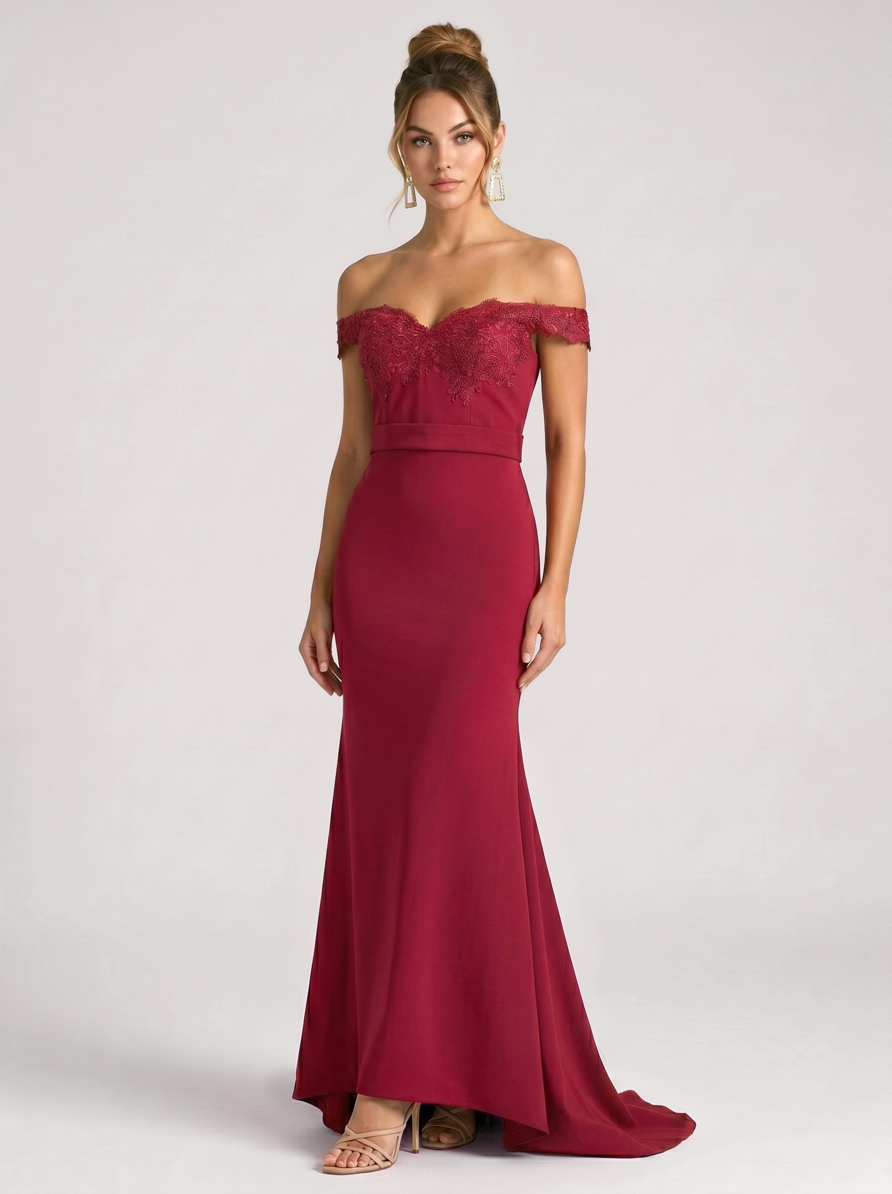 Elegant Off-the-Shoulder Lace Mermaid Maxi Dress - Sweetheart Neckline Formal Evening Gown for Prom, Gala, and Wedding Guest