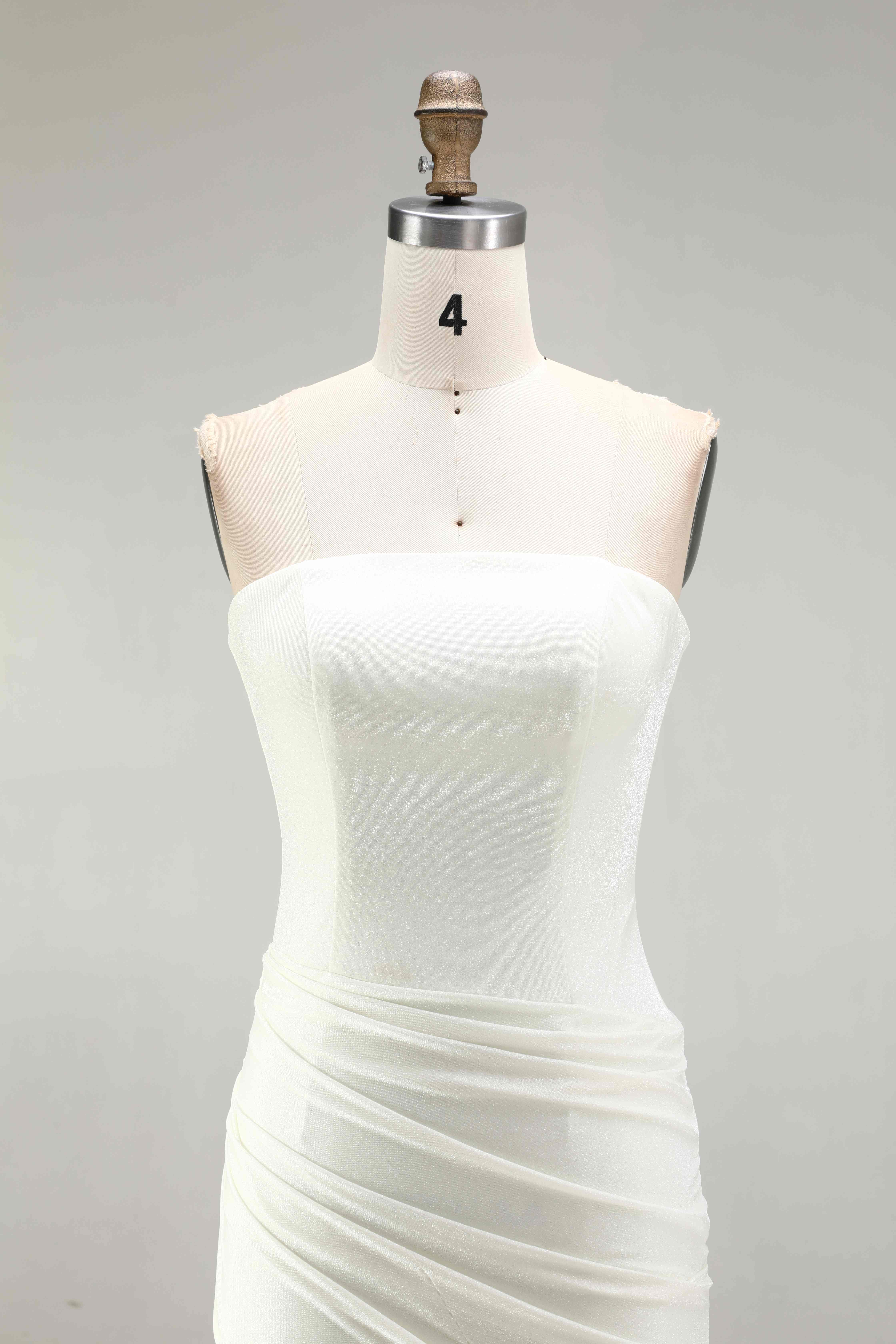 SPU - 608S40LF008 Ivory Strapless Ruched Asymmetrical Mini Dress