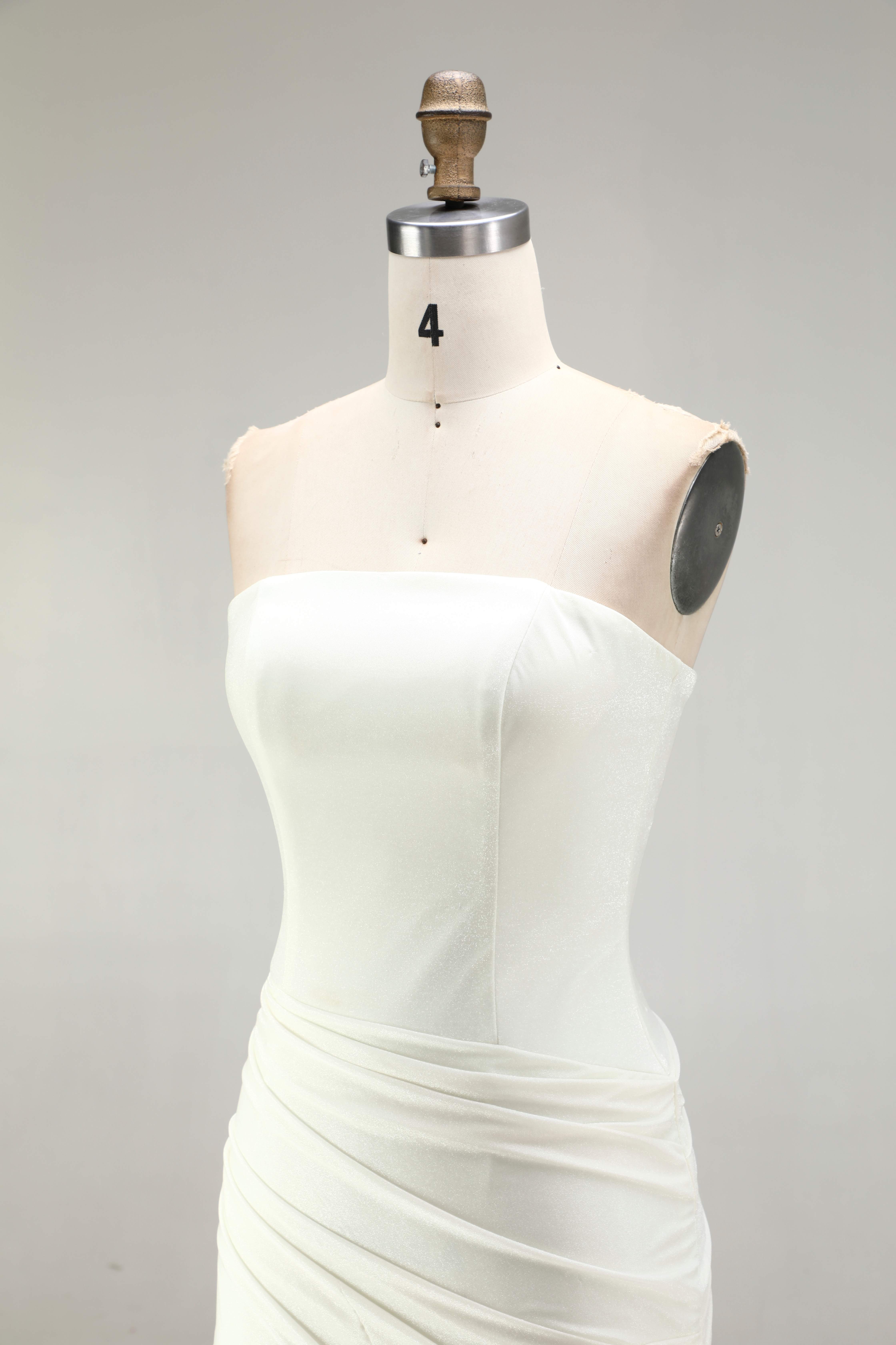 SPU - 608S40LF008 Ivory Strapless Ruched Asymmetrical Mini Dress