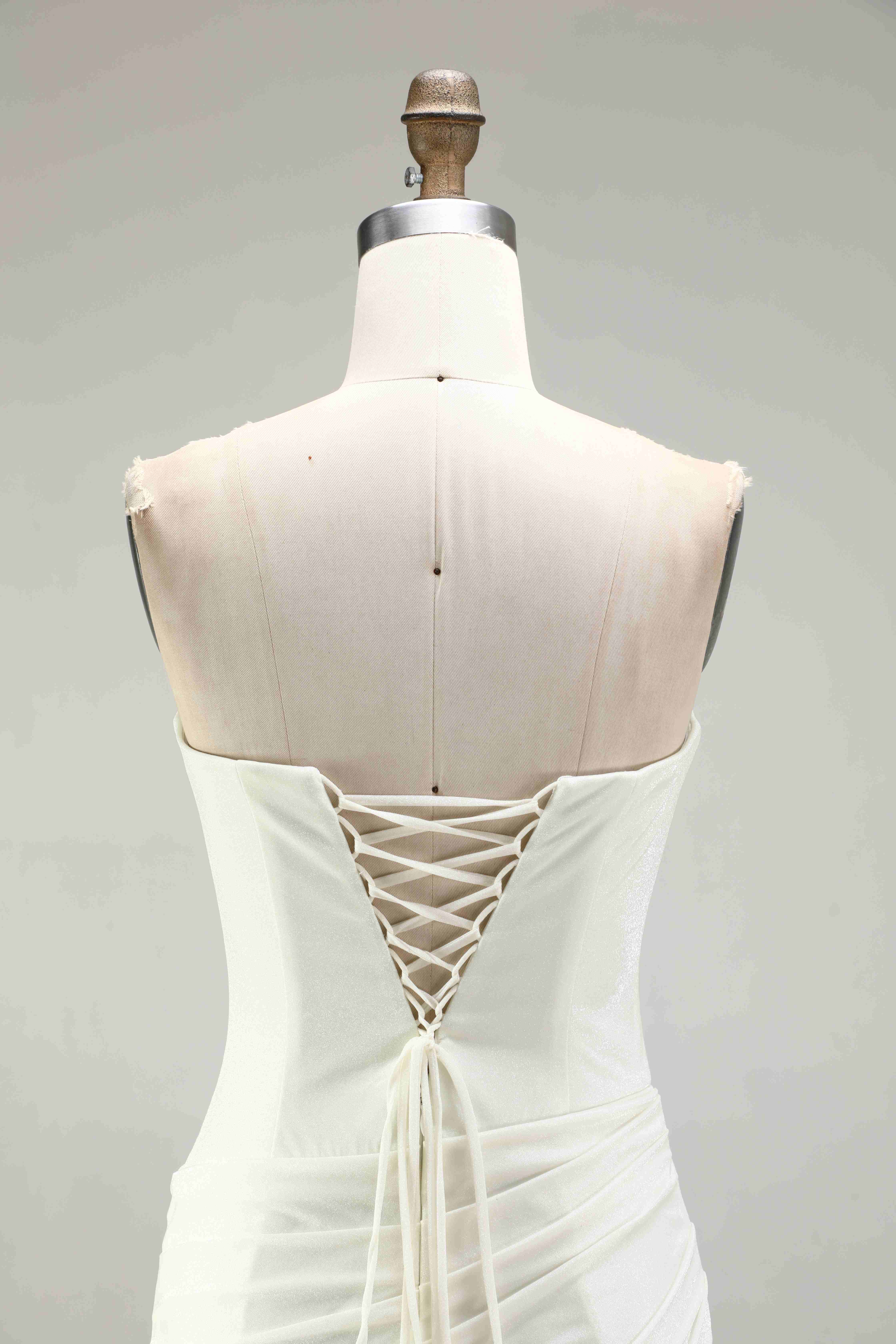 SPU - 608S40LF008 Ivory Strapless Ruched Asymmetrical Mini Dress