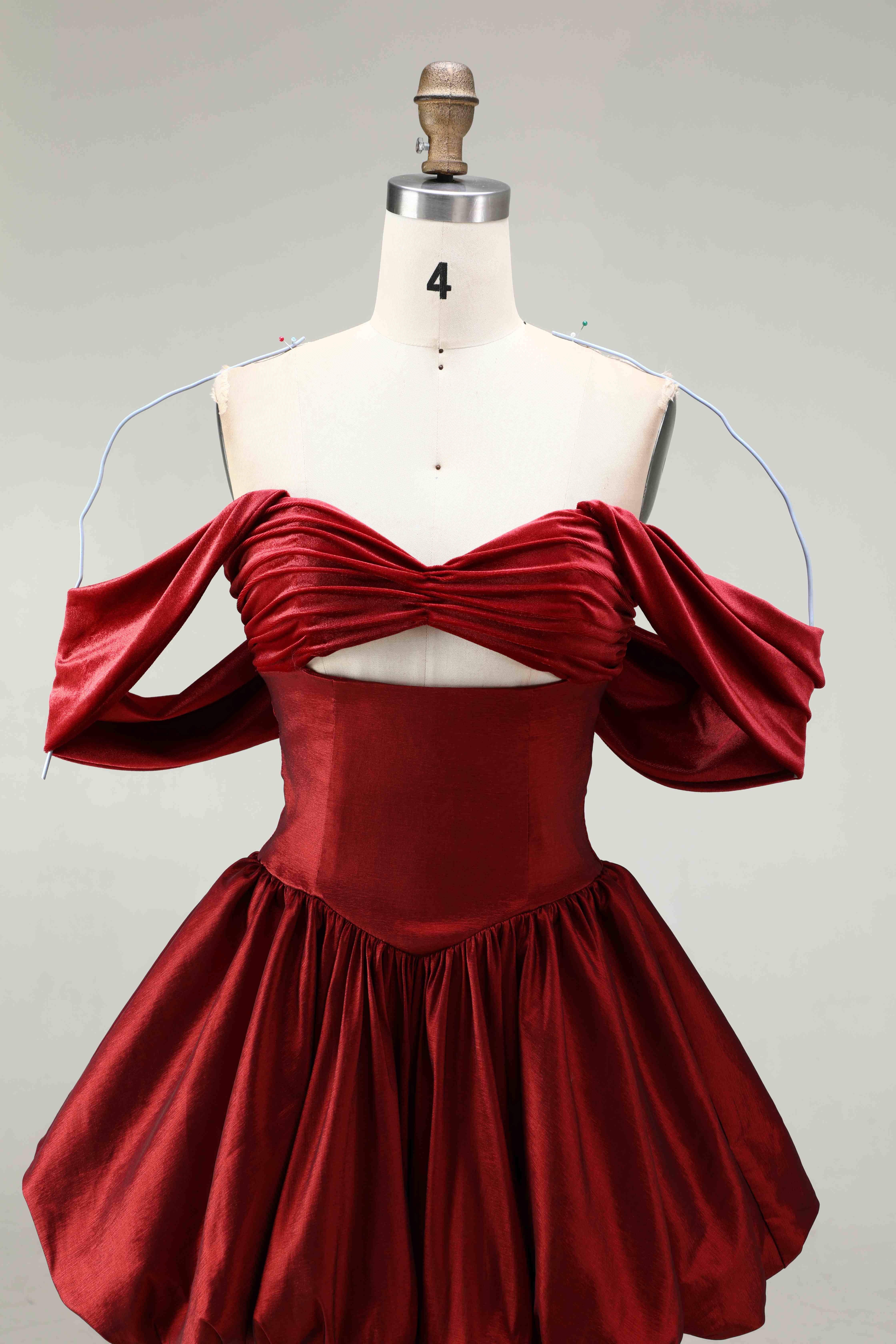 SPU - 608S40LF009 Burgundy Cut Out Bubble Cocktail Dress