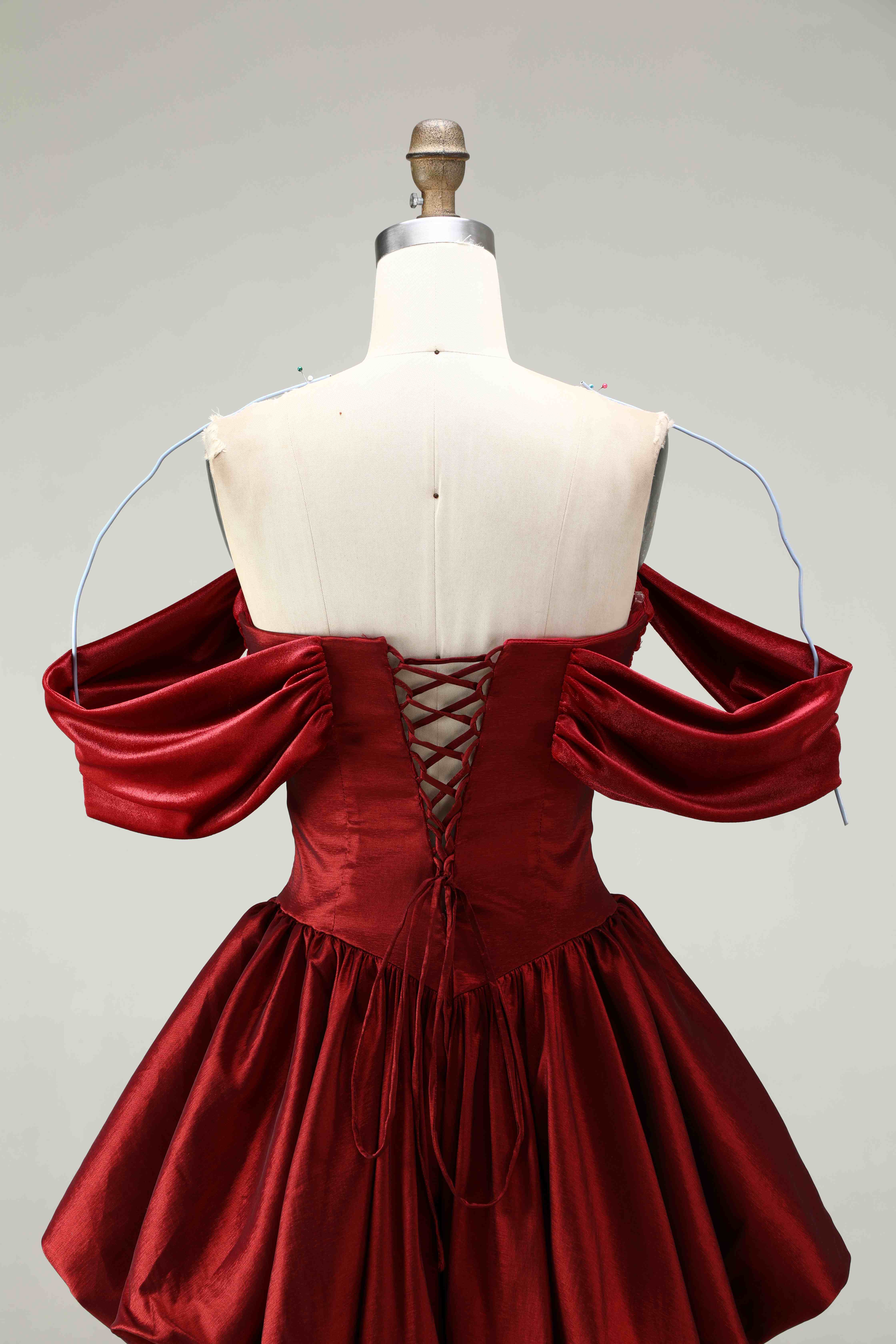 SPU - 608S40LF009 Burgundy Cut Out Bubble Cocktail Dress