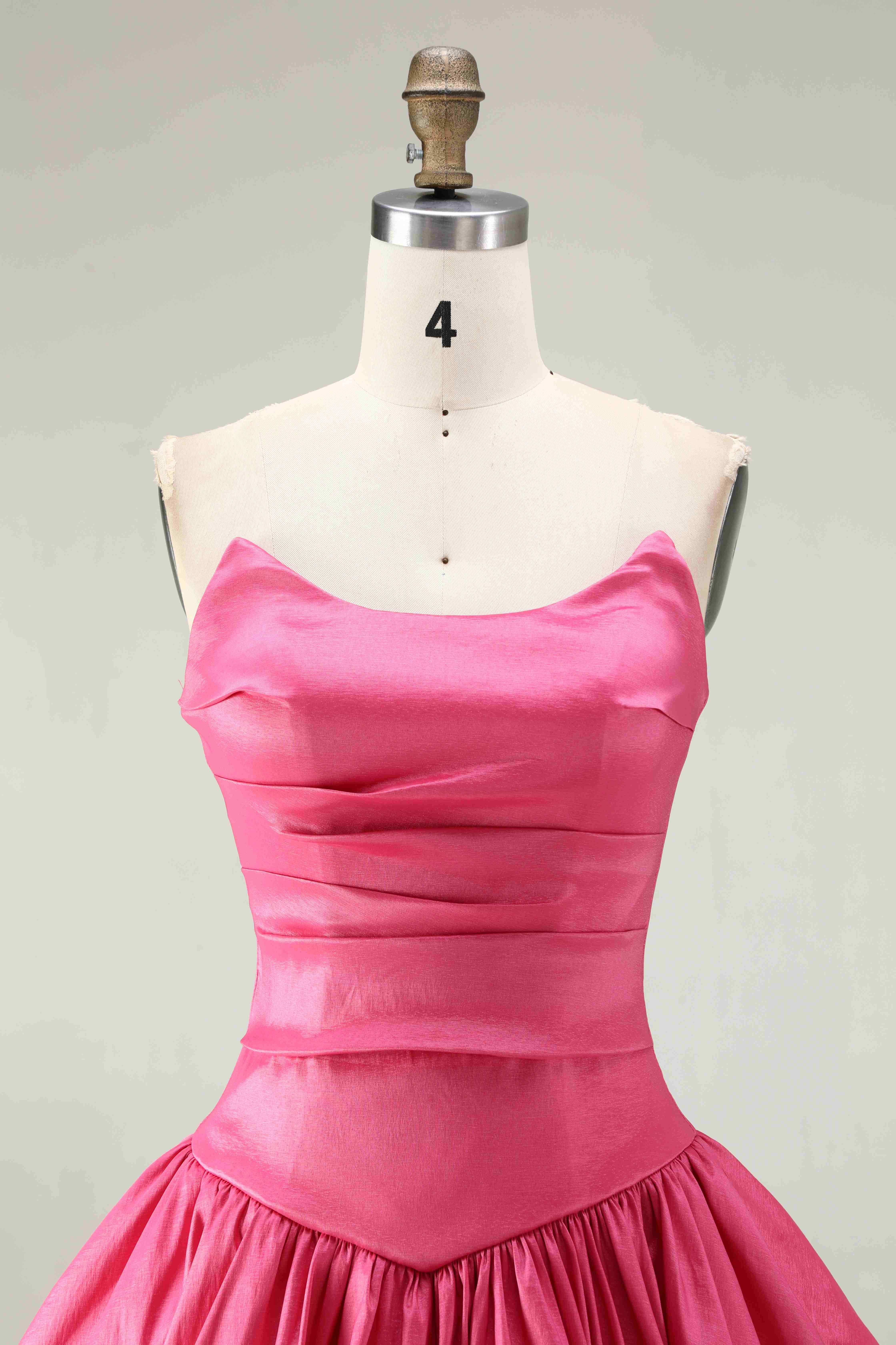 SPU - 608S40LF011 Fuchsia Ruched Waist Puffy Mini Dress