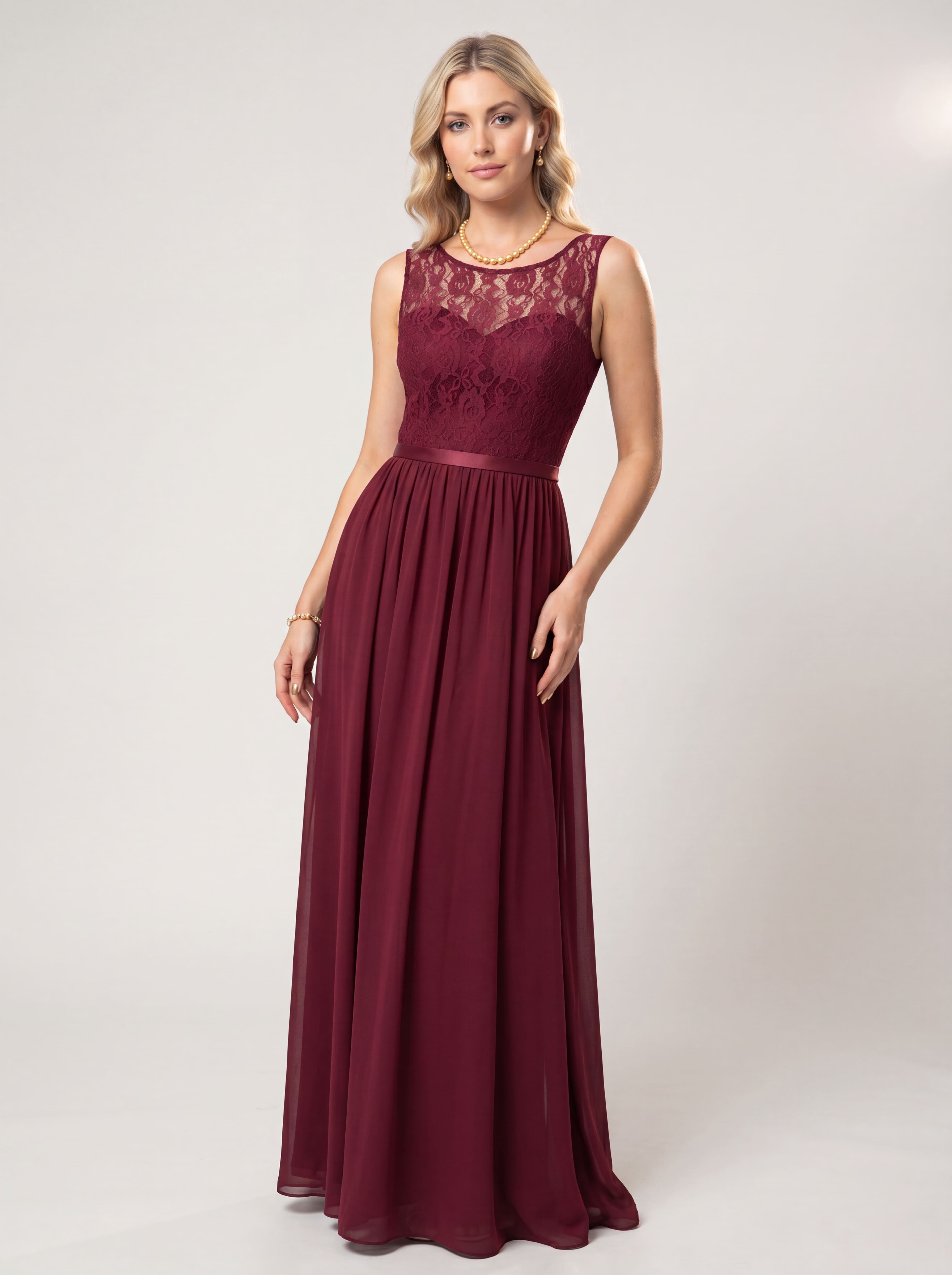 Elegant Lace Evening Dress Long - Illusion Neck Chiffon Prom Gown with Cap Sleeves