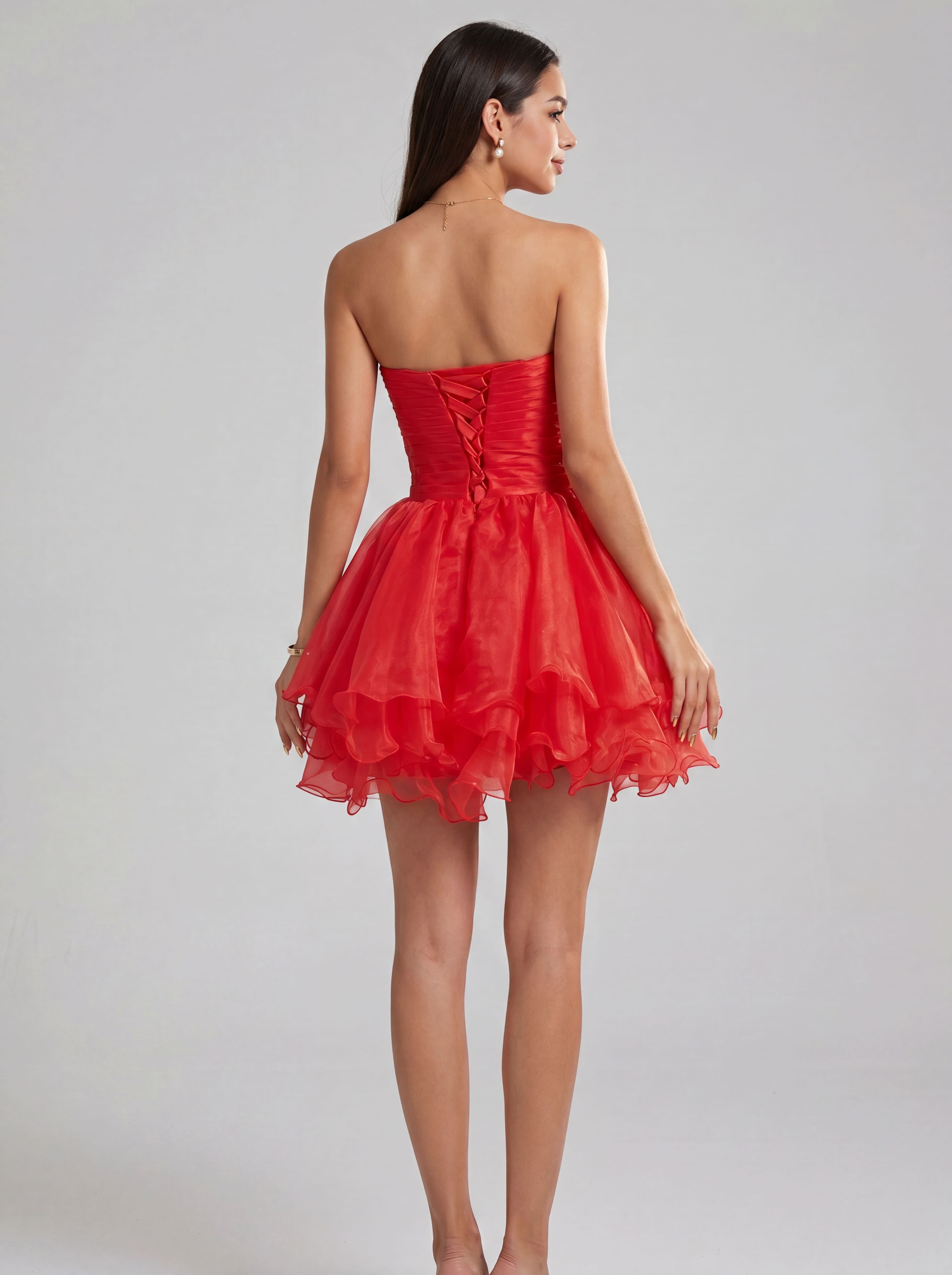Classic Sequin Homecoming Dress Short - Strapless Sweetheart Prom Gown with Tiered Tulle Skirt