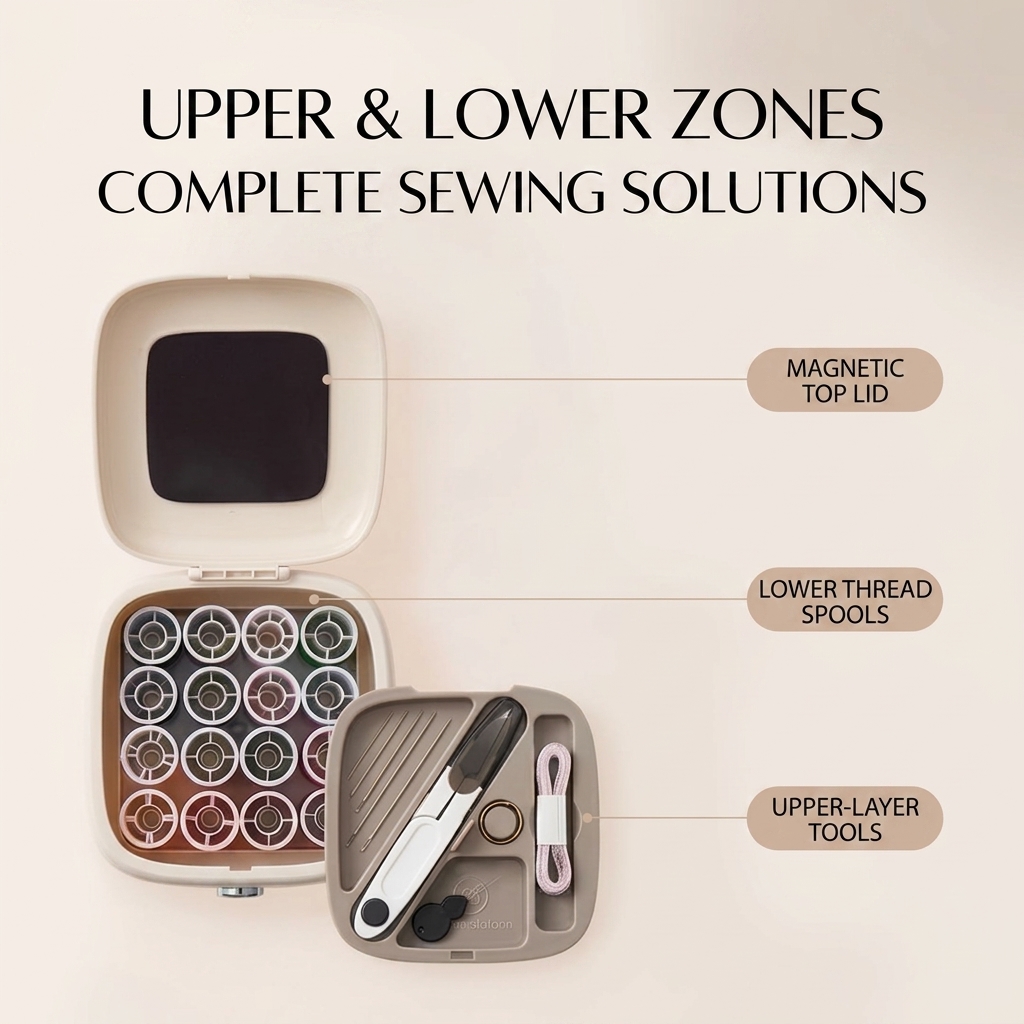 Premium Magnetic Sewing Kit | Multi-Functional Compact Needle & Thread Organizer Box for Home & Travel