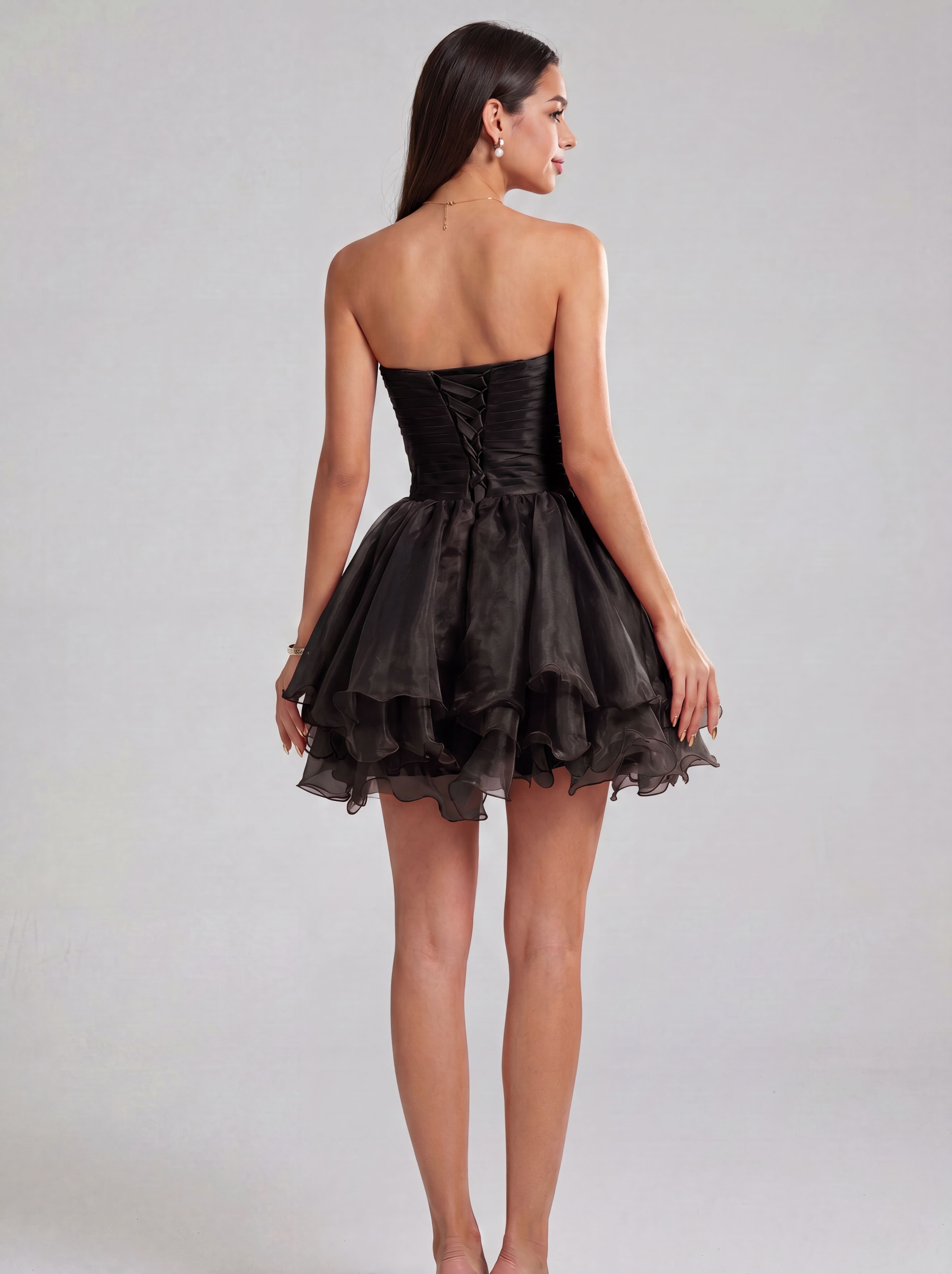 Classic Sequin Homecoming Dress Short - Strapless Sweetheart Prom Gown with Tiered Tulle Skirt