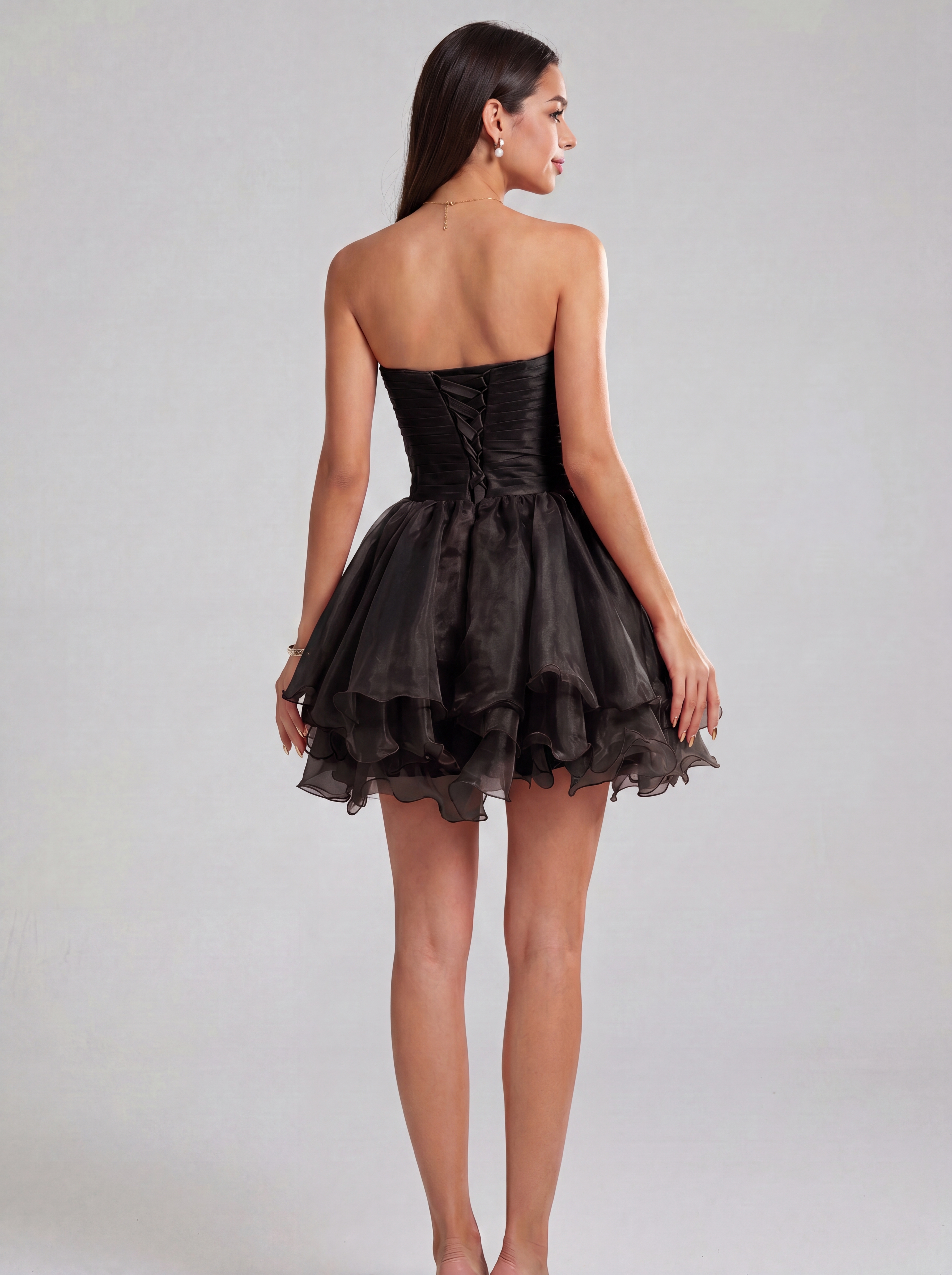 Classic Sequin Homecoming Dress Short - Strapless Sweetheart Prom Gown with Tiered Tulle Skirt