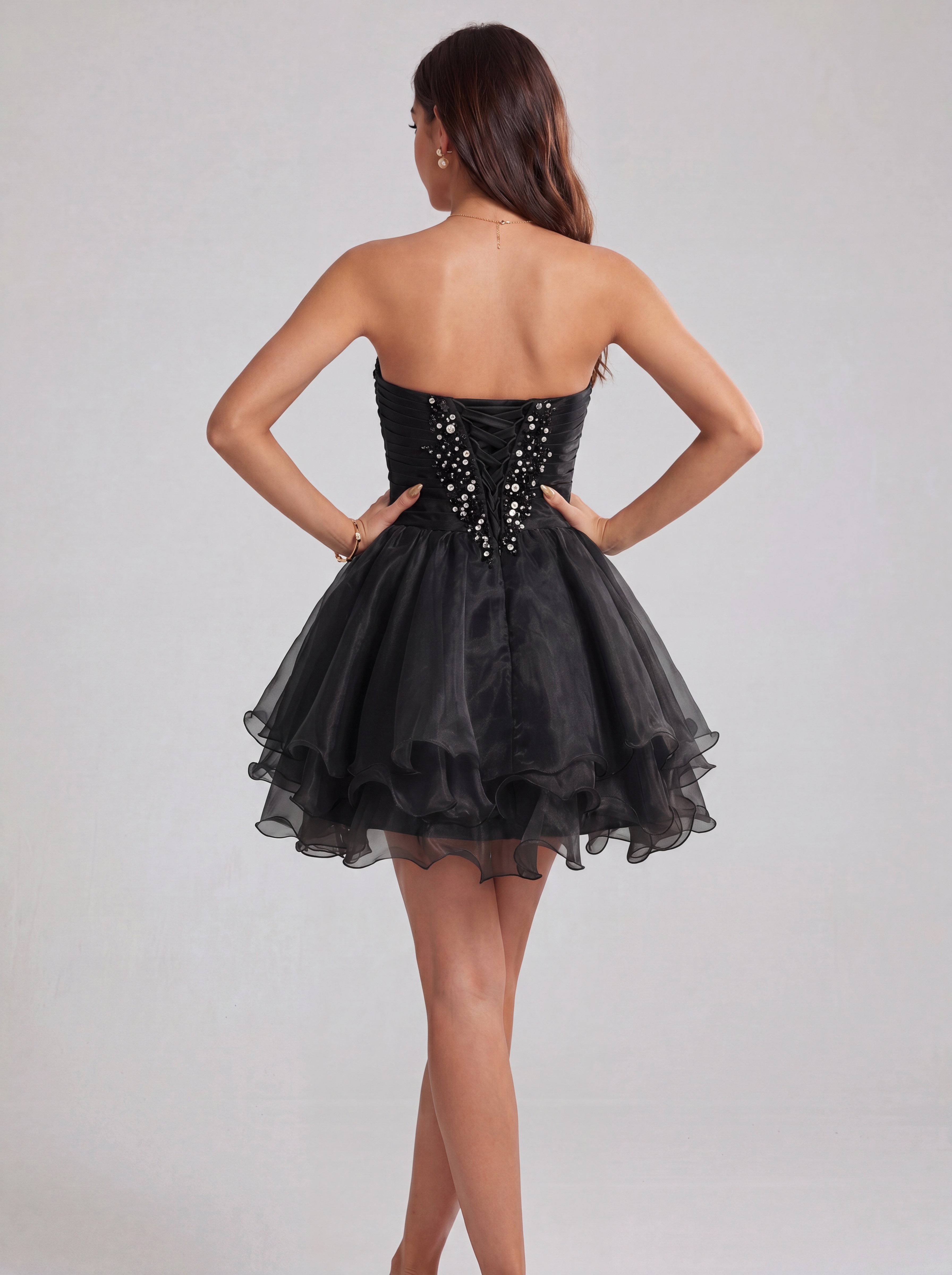 Classic Sequin Homecoming Dress Short - Strapless Sweetheart Prom Gown with Tiered Tulle Skirt