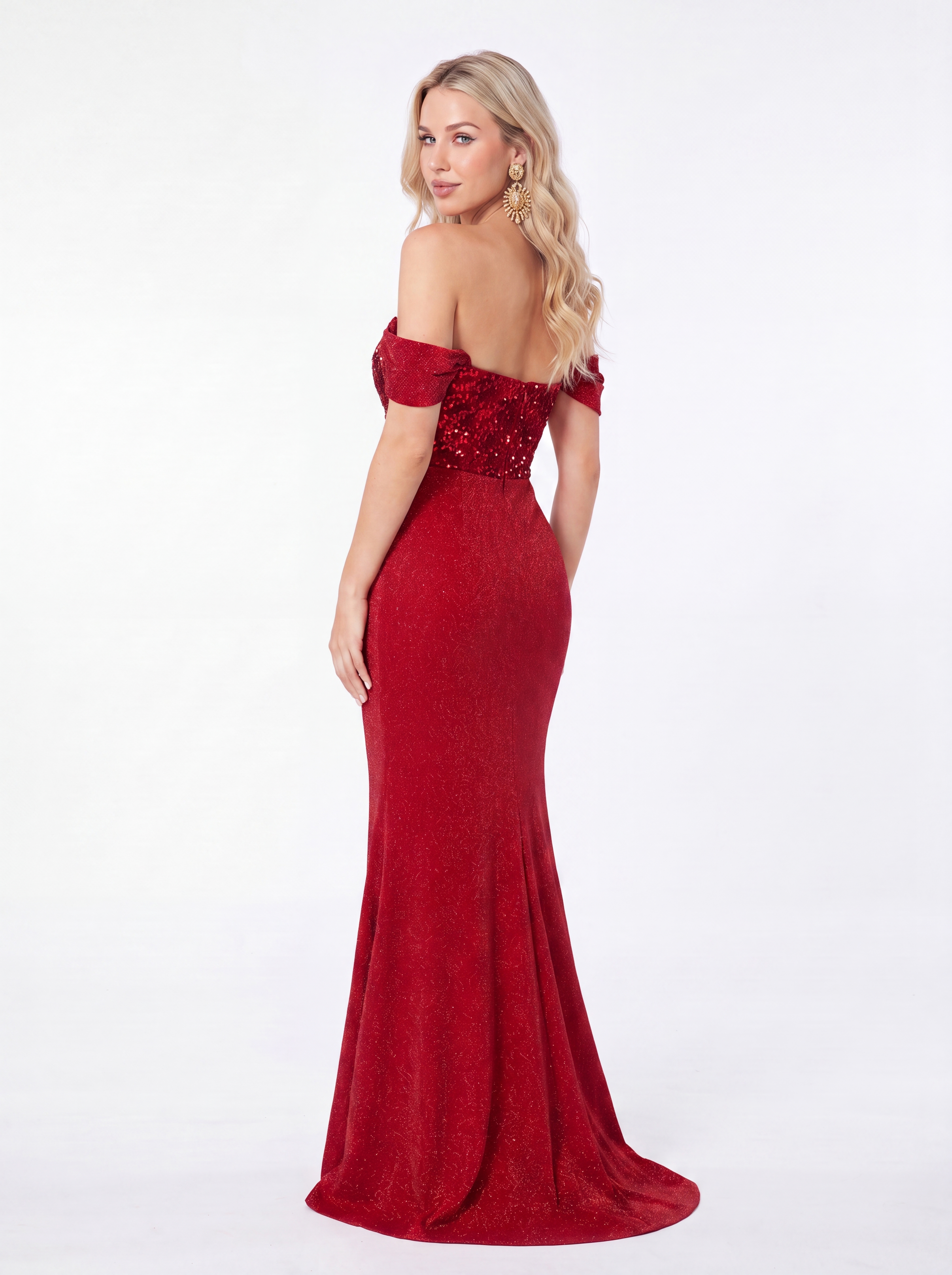 Glamorous Red Off-Shoulder Mermaid Prom Dress - Shimmer Sequin Bodycon Gown for Black-Tie Gala & Red Carpet