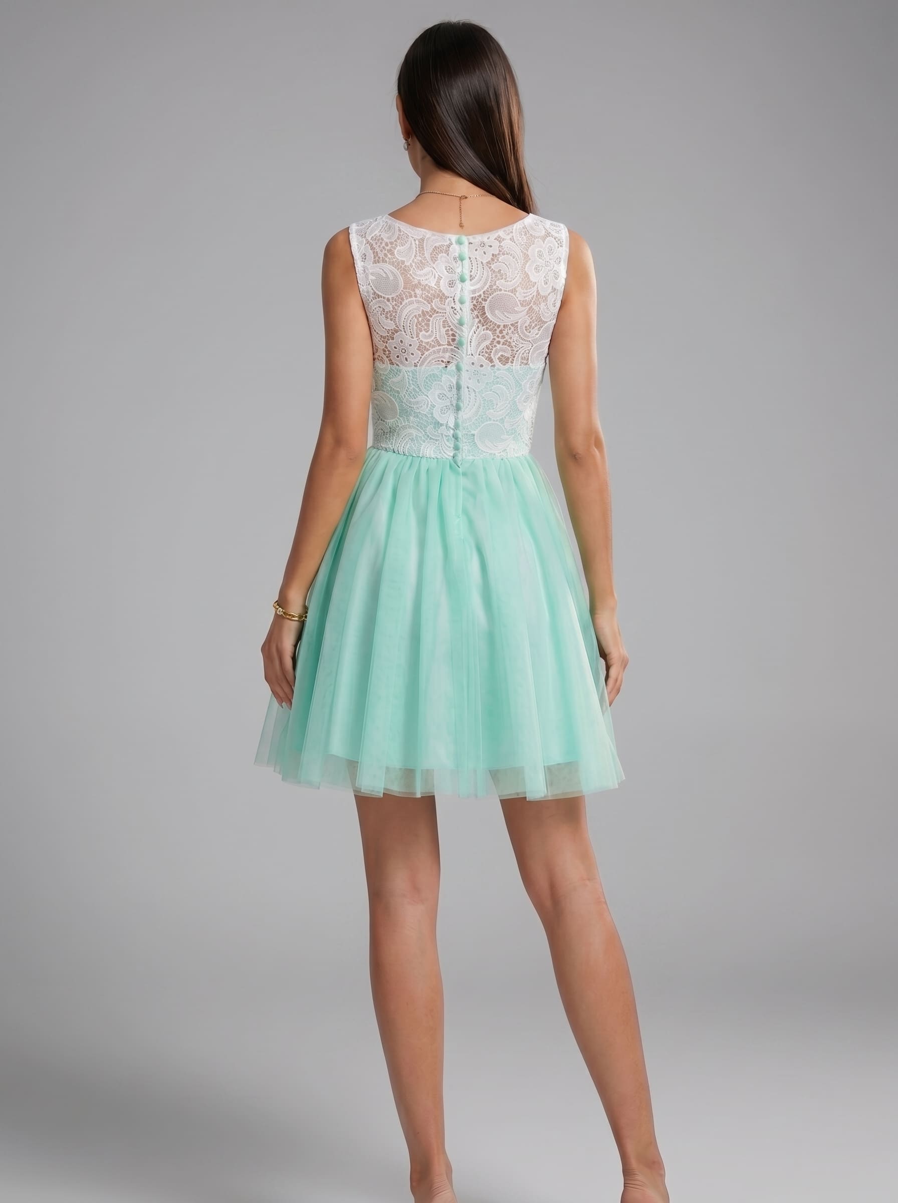 Elegant Tulle Homecoming Dress - Short Lace Embroidered Prom Gown with Illusion Boat Neck