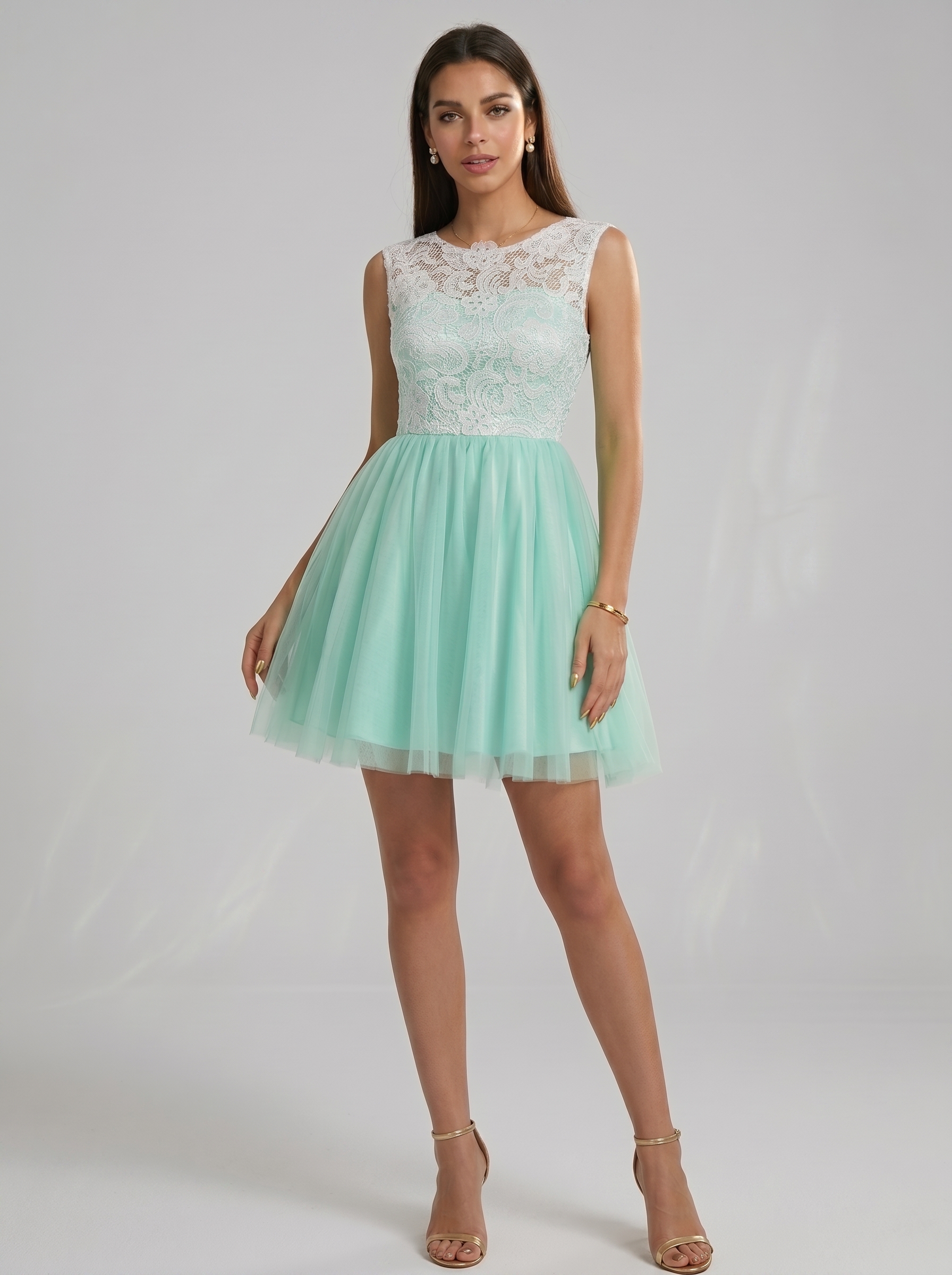 Elegant Tulle Homecoming Dress - Short Lace Embroidered Prom Gown with Illusion Boat Neck
