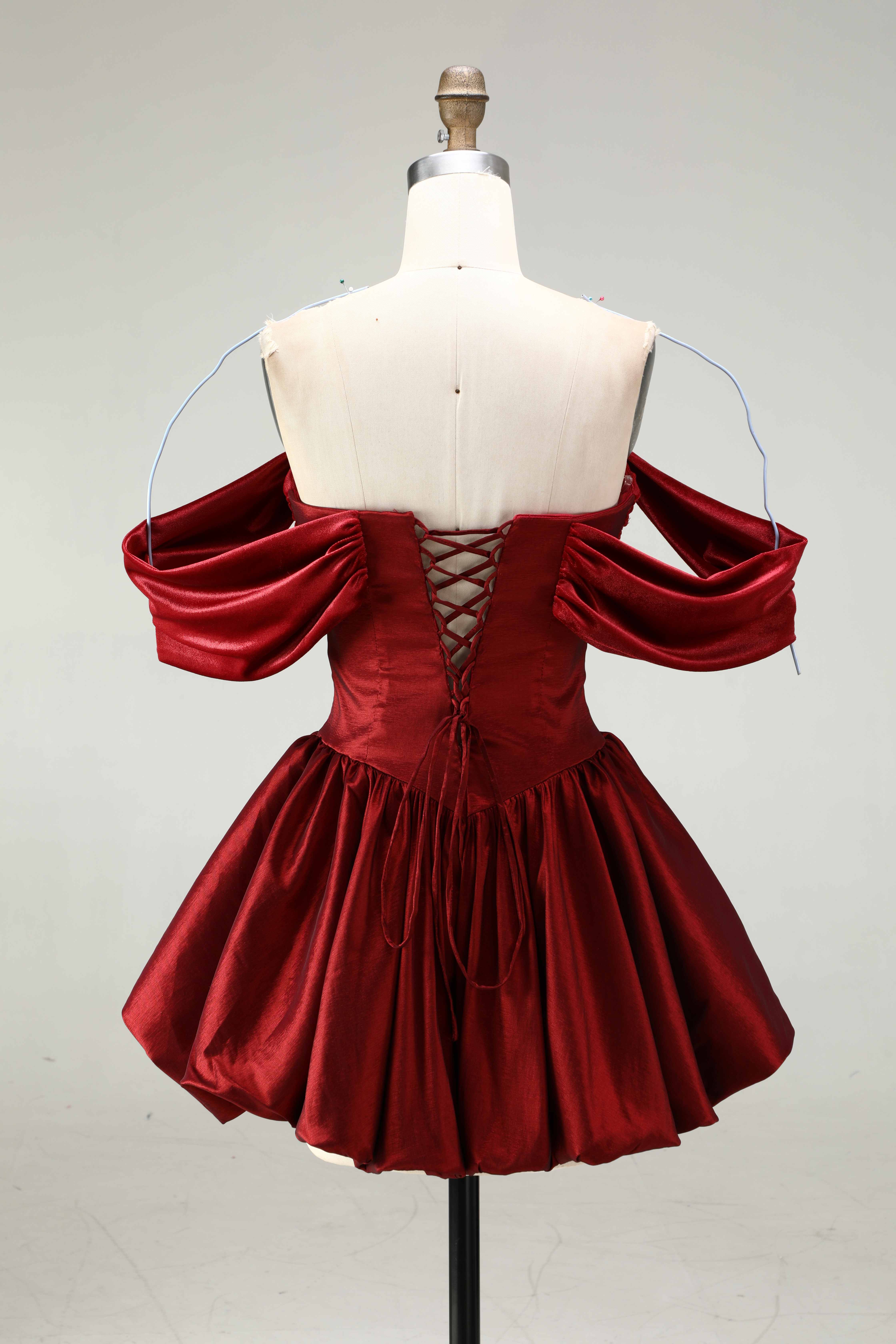 SPU - 608S40LF009 Burgundy Cut Out Bubble Cocktail Dress